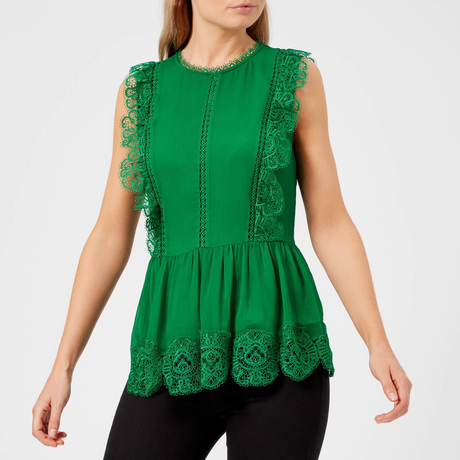 Ted Baker Omarri Mixed Lace Peplum Slvls Top in Green | Lyst