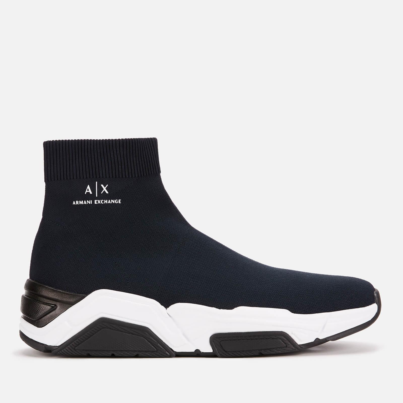 Armani Exchange Synthetic Knitted Hi-top Trainers in Navy (Blue) for Men - Lyst