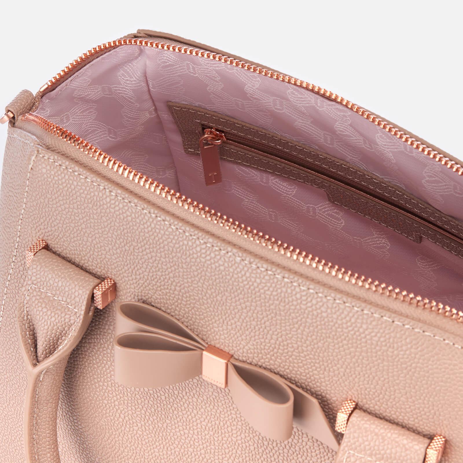 janne bow detail zipped leather tote bag