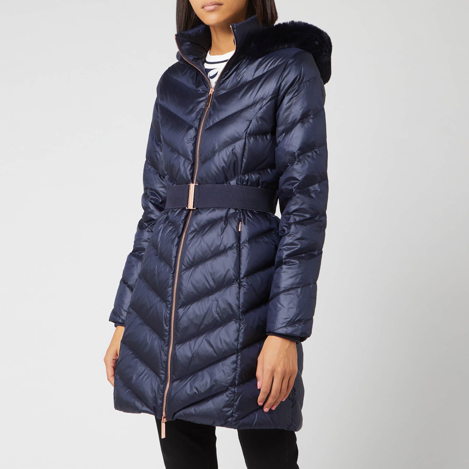 Ted Baker Millsa Chevron Long Puffer Jacket in Blue Lyst