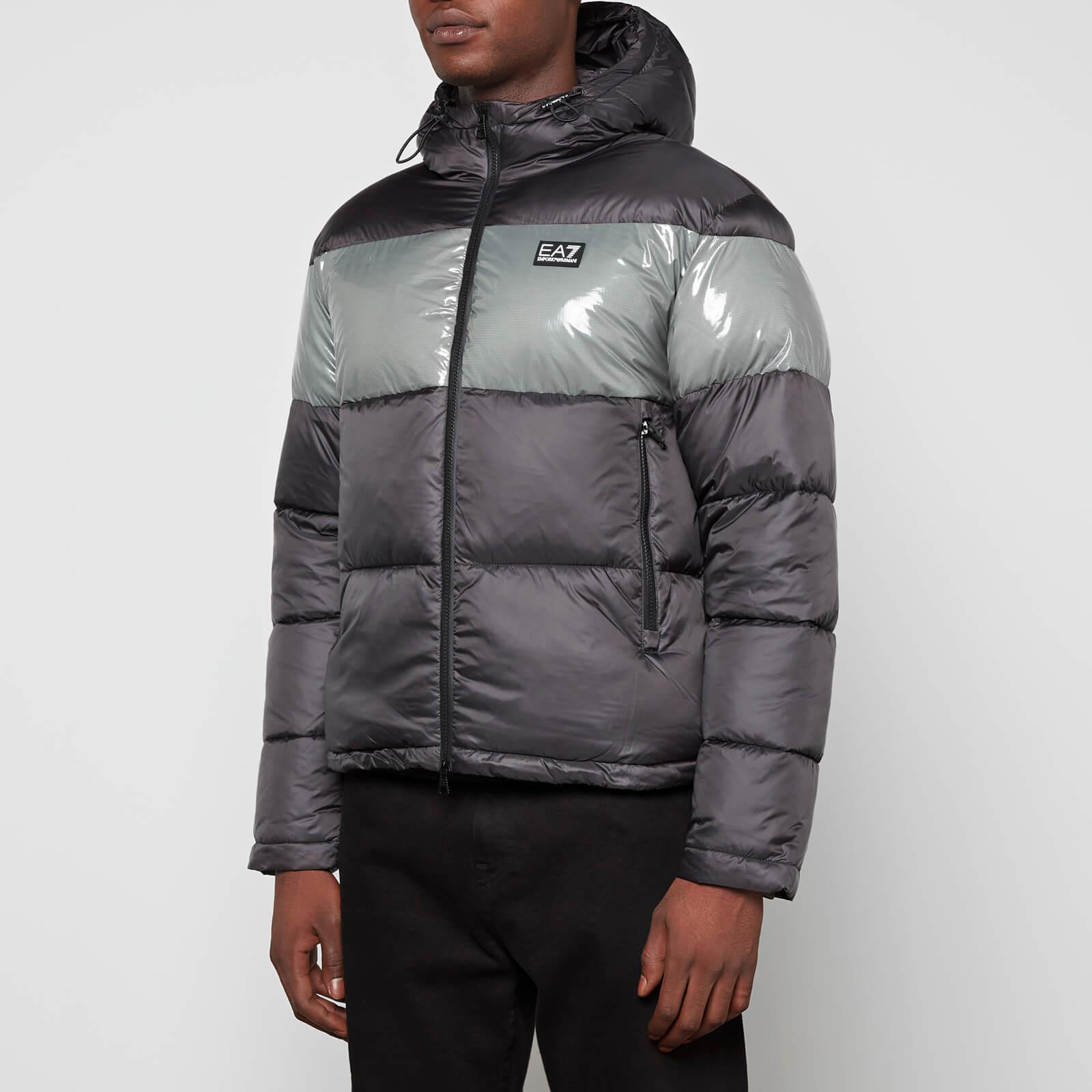 EA7 Colour-block Quilted Shell Puffer Jacket in Black for Men | Lyst