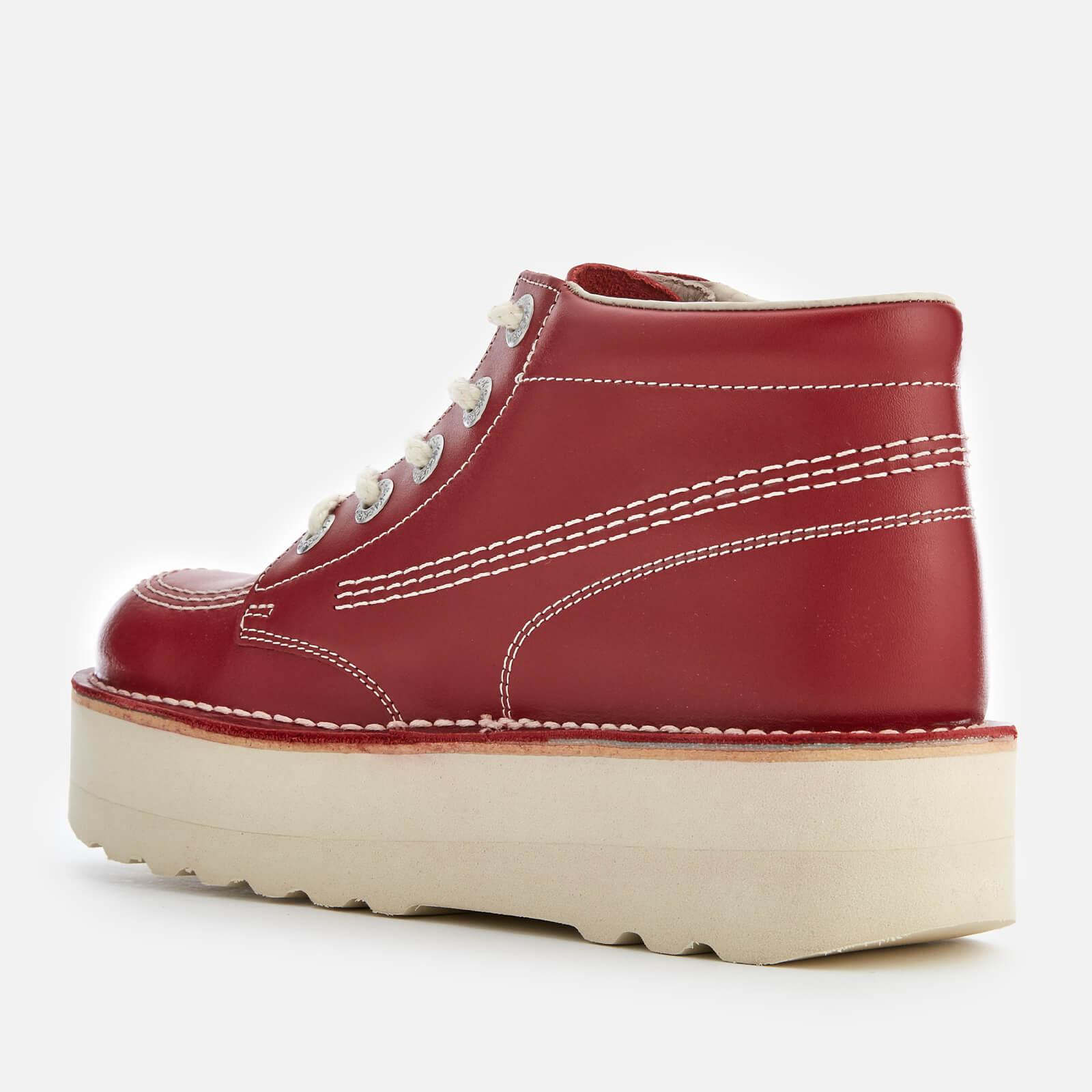 Kickers Hi Stack Red Leather Boots Lyst