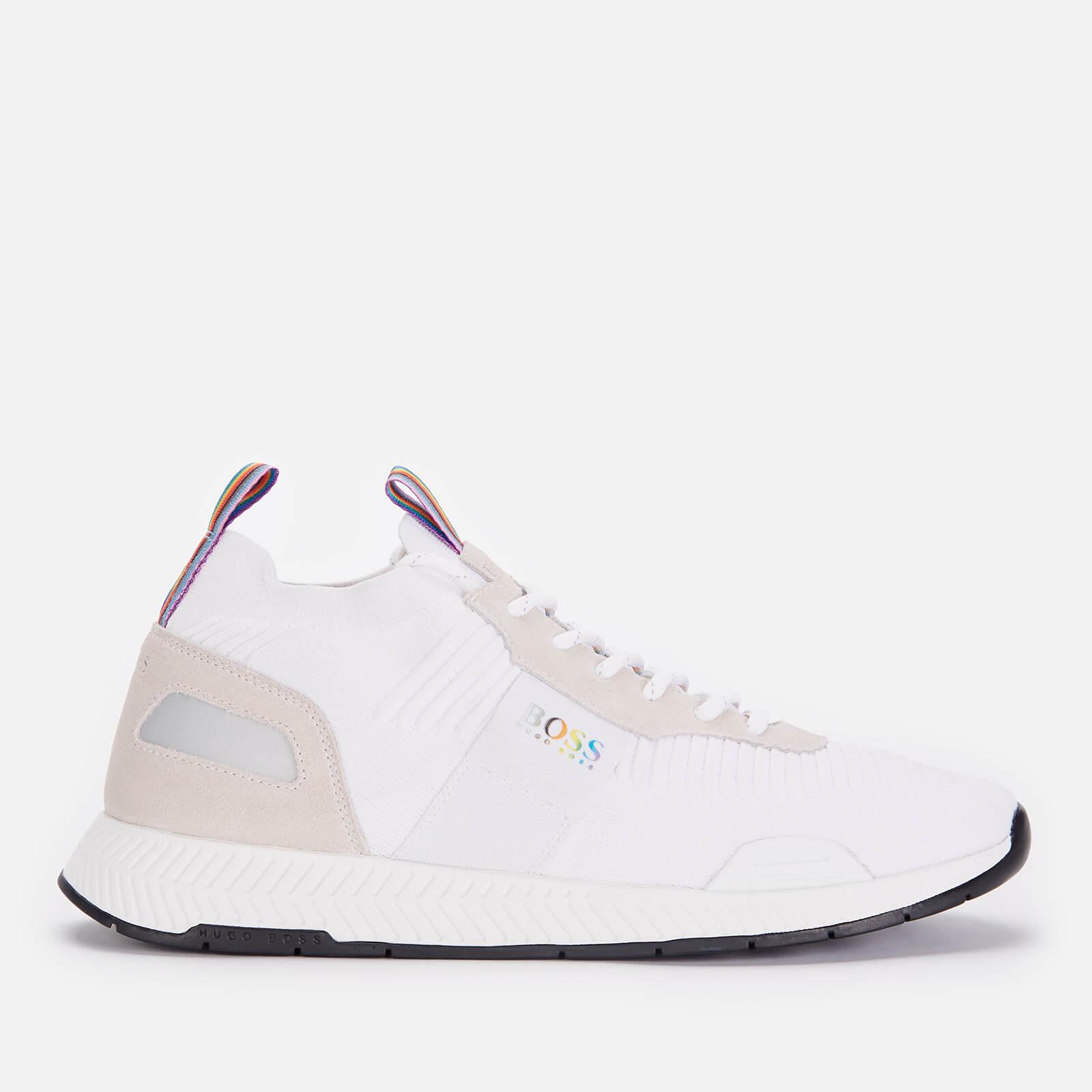 BOSS by HUGO BOSS Suede Pride Titanium Run Trainers in White for Men | Lyst