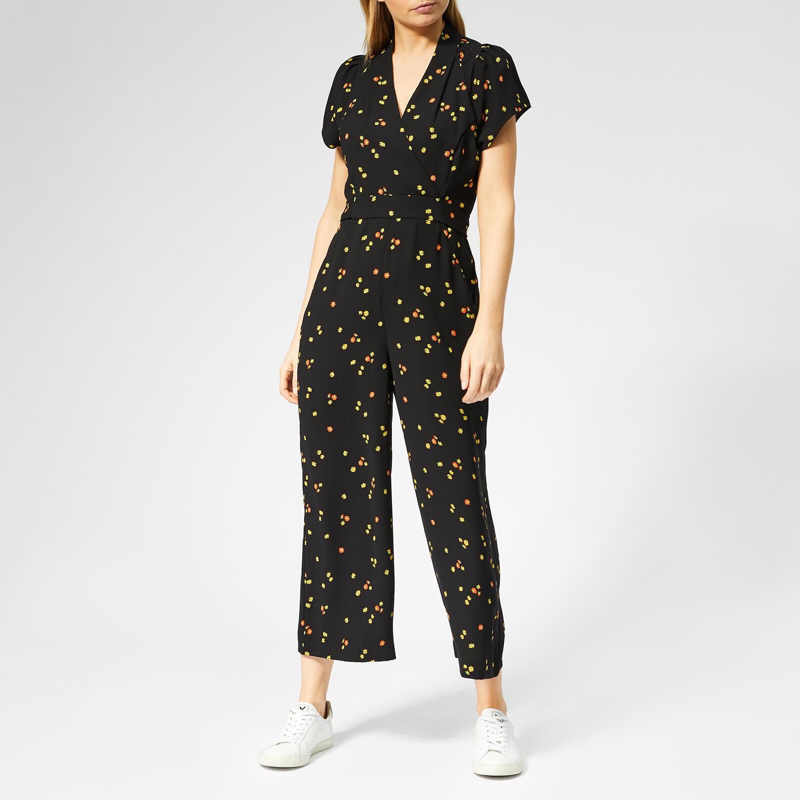 micro floral tie back jumpsuit