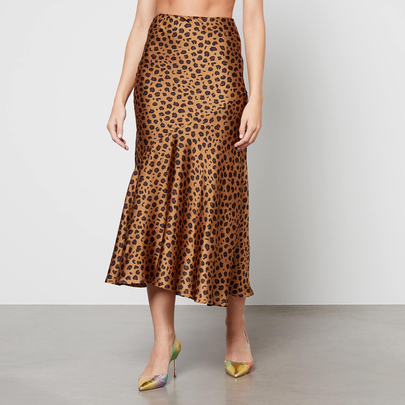 Never Fully Dressed Mya Leopard-print Satin Maxi Skirt in Brown | Lyst