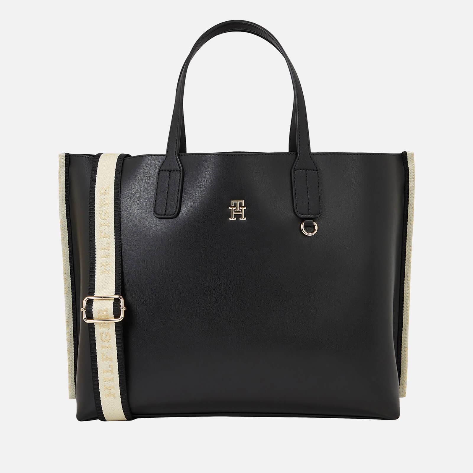 Tommy Hilfiger Iconic Faux Leather Satchel Bag in Black | Lyst