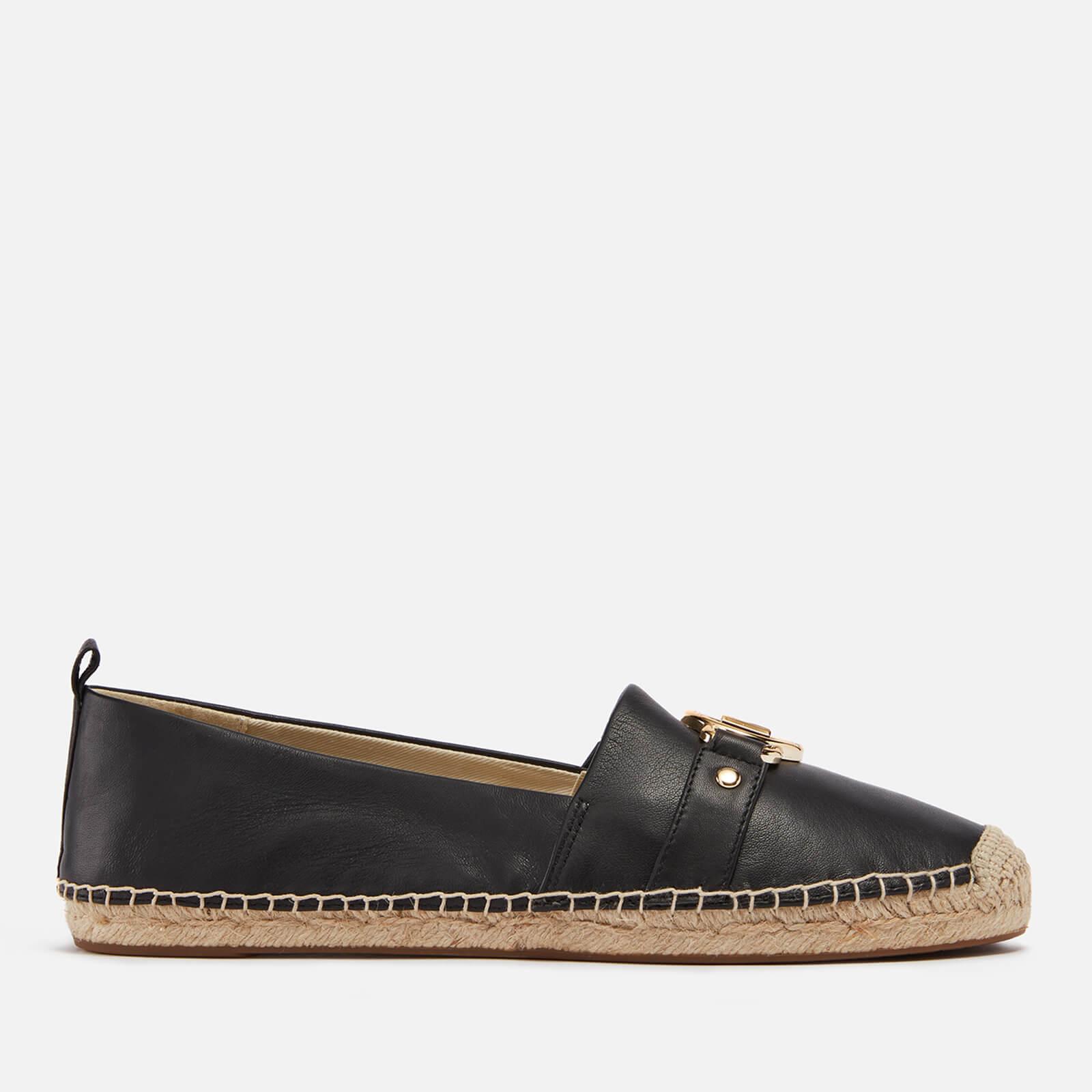 MICHAEL Michael Kors Rory Leather And Raffia Espadrilles in Black | Lyst