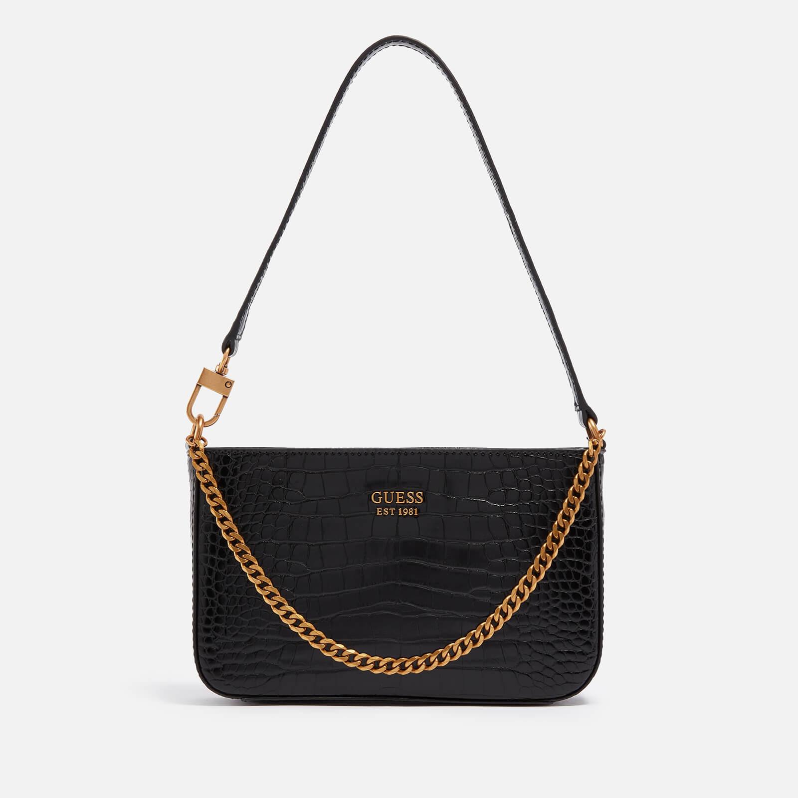 Guess Katey Croc-style Mini Faux Leather Shoulder Bag in Black