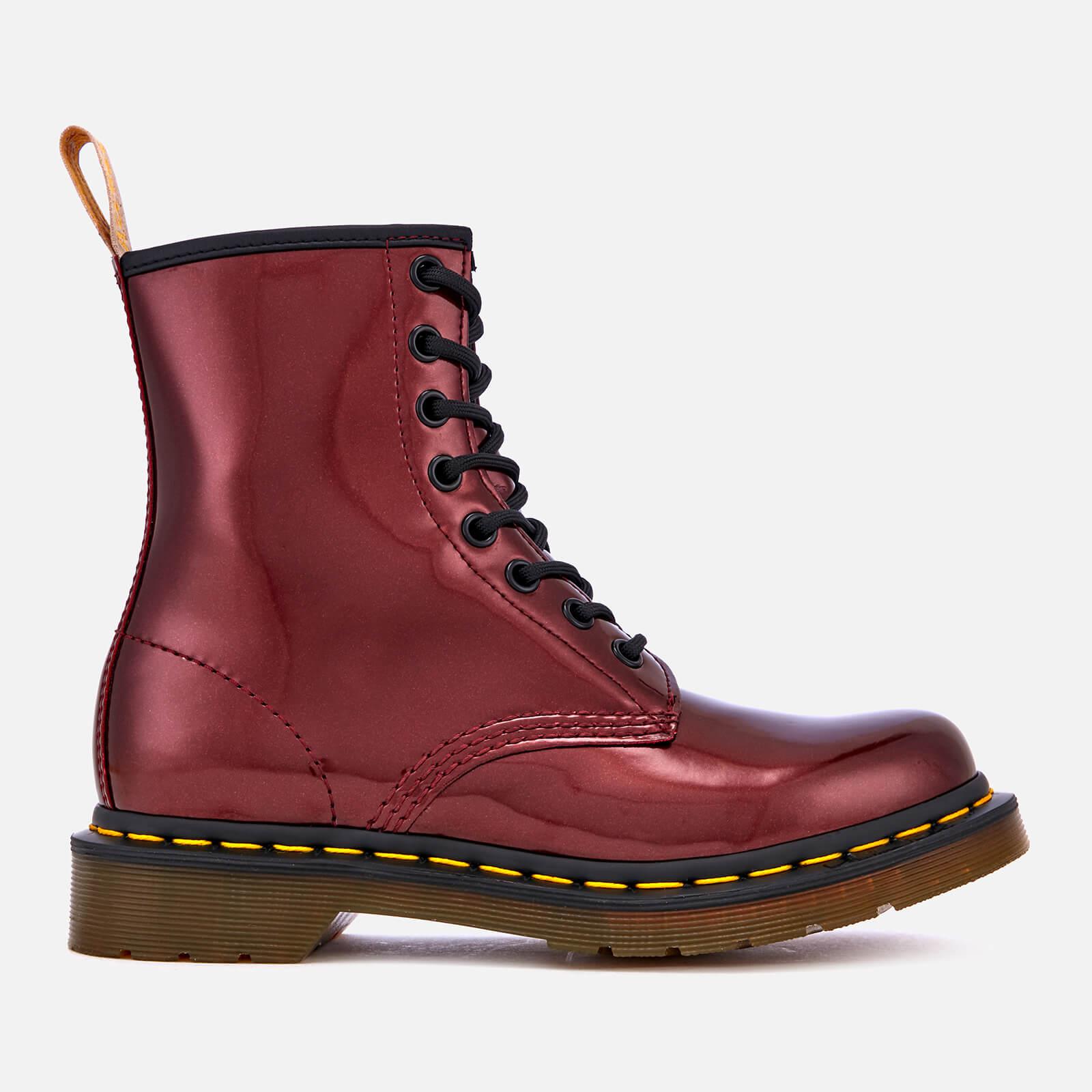 dr martens 1460 purple chrome flat ankle boots