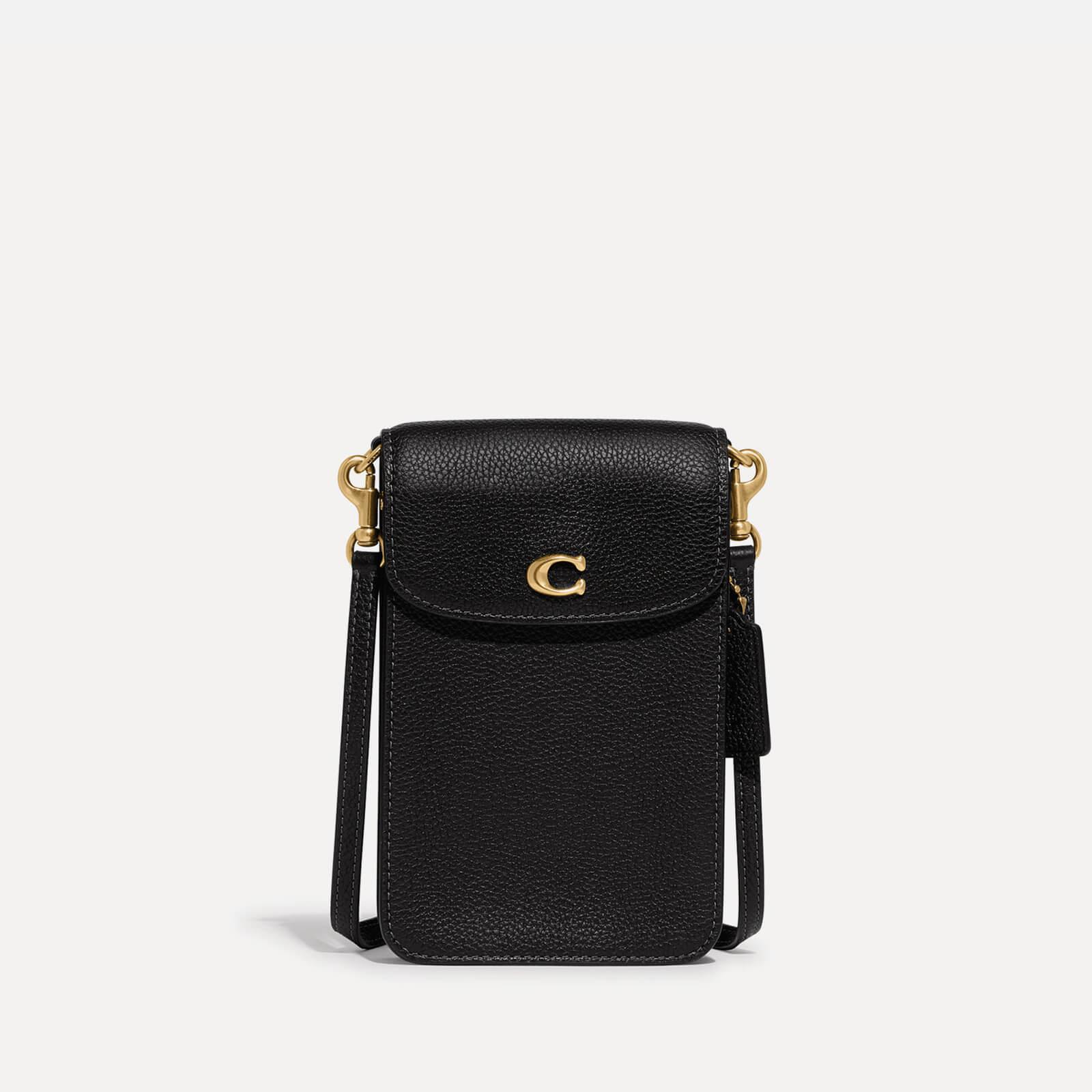 COACH Polished Pebble Leather Phone Crossbody in Black Lyst Australia