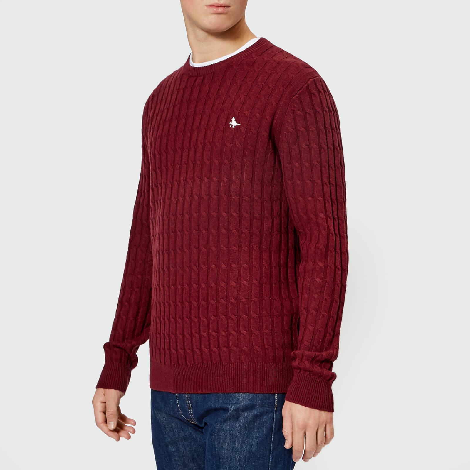 Jack Wills Wool Marlow Cable Crew Neck Jumper in Burgundy (Red) for Men Lyst