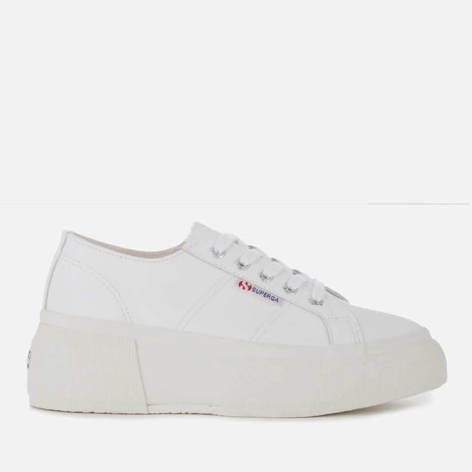 Superga 2287 Leanappaw Leather Flatform Trainers in White - Save 48% - Lyst