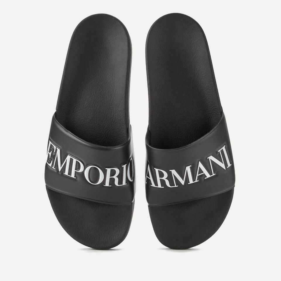 Emporio Armani Synthetic Slide Sandals in Black for Men - Lyst