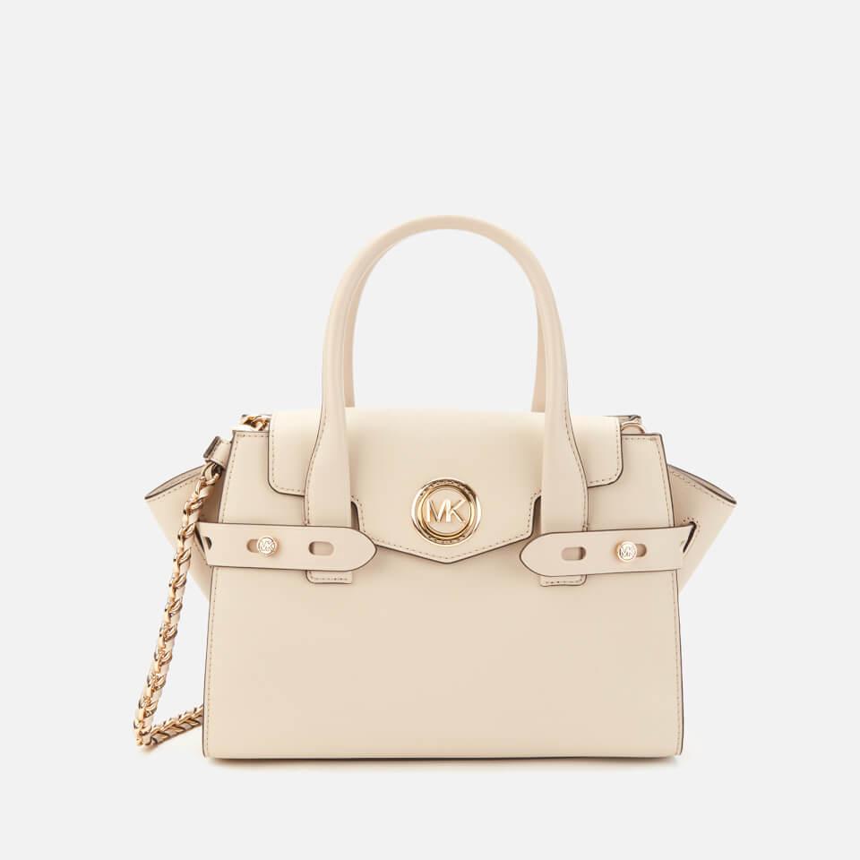 MICHAEL Michael Kors Carmen Small Flap Belted Satchel in Natural | Lyst