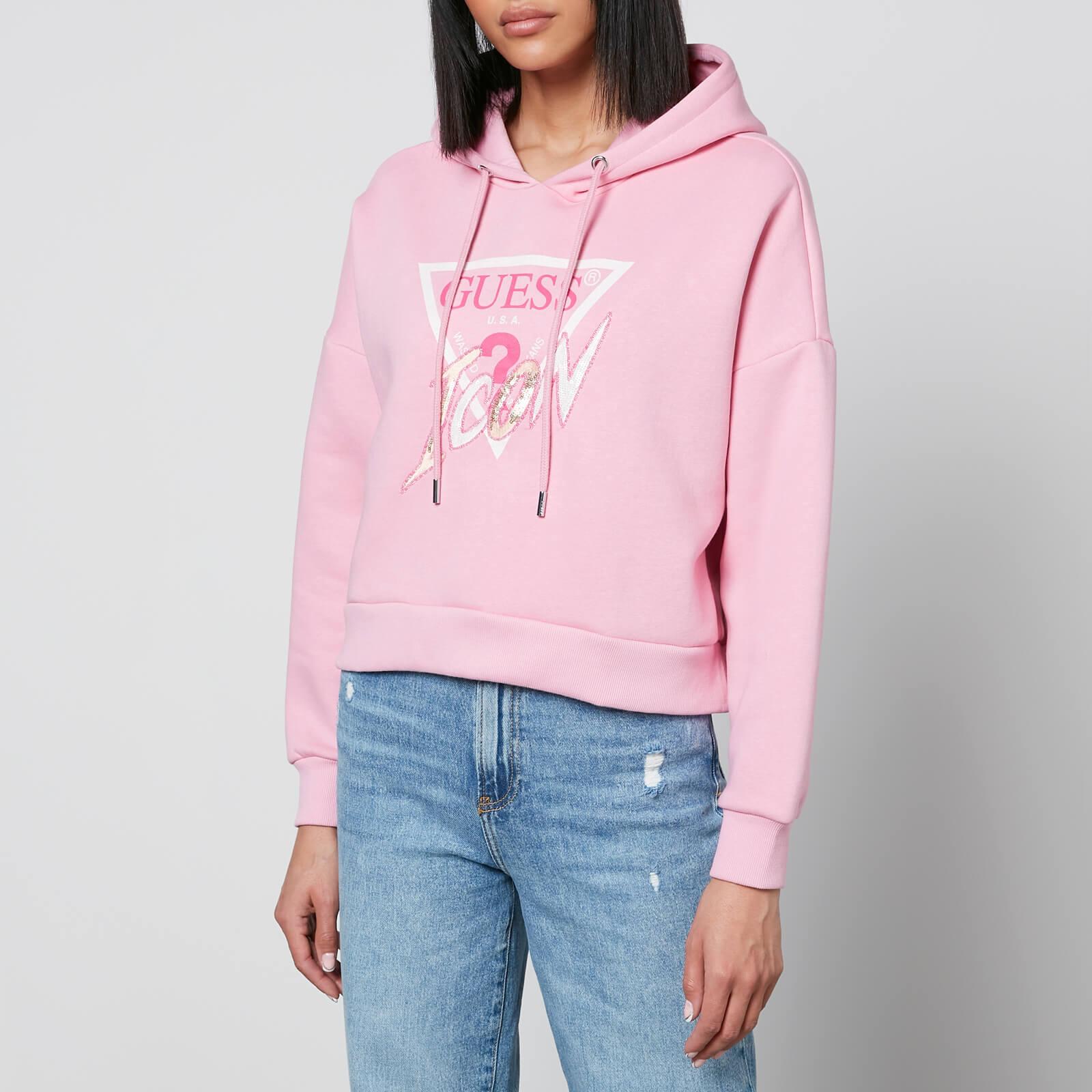 Guess Hoody Icon Cotton-blend Hoodie in Pink | Lyst