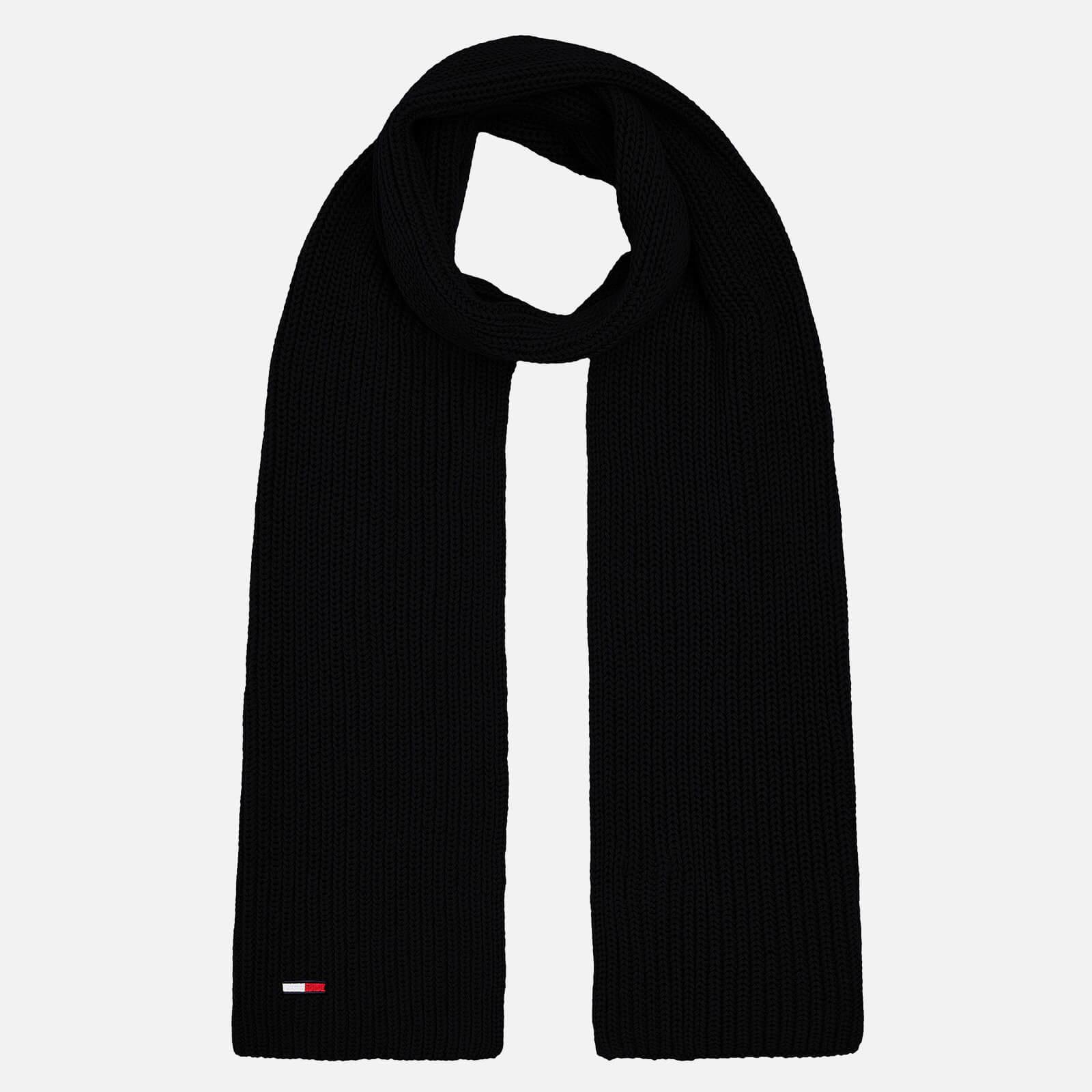 Tommy Hilfiger Men's Acrylic Grey Black Signature Logo Knit Scarf $55