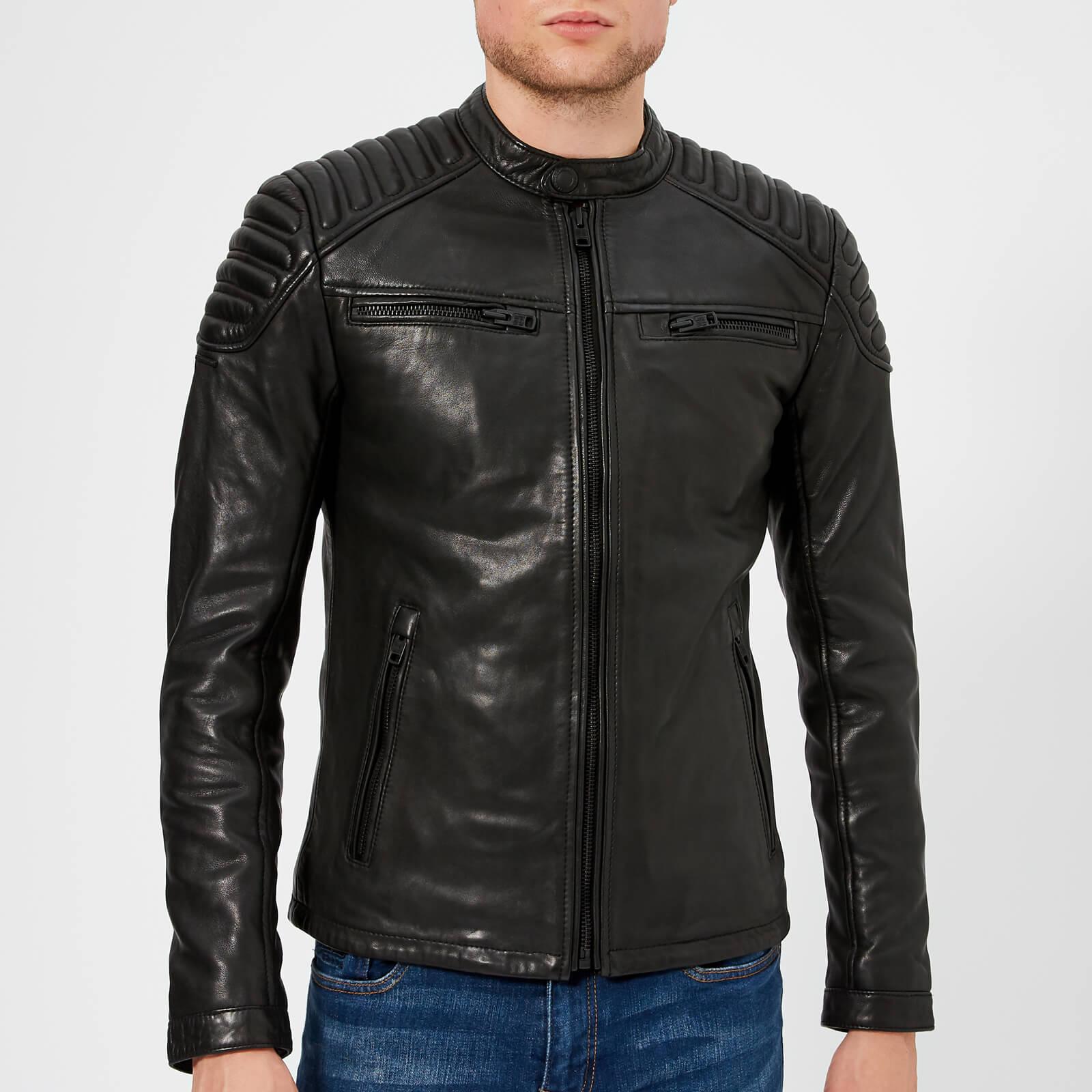 Superdry New Hero Leather Jacket in Black for Men - Lyst