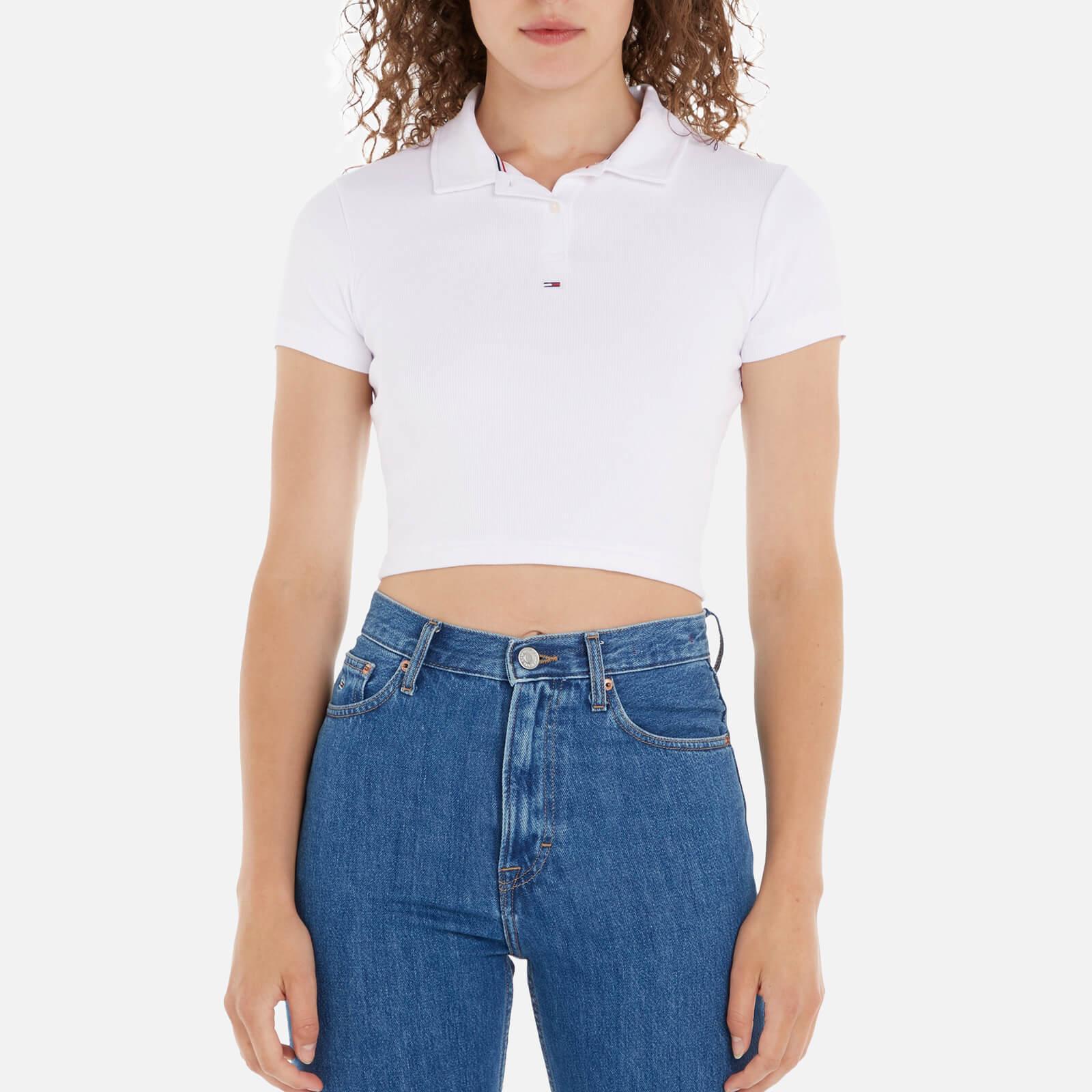 Tommy Hilfiger Essential Crop Rib Cotton blend Polo Shirt in White Lyst