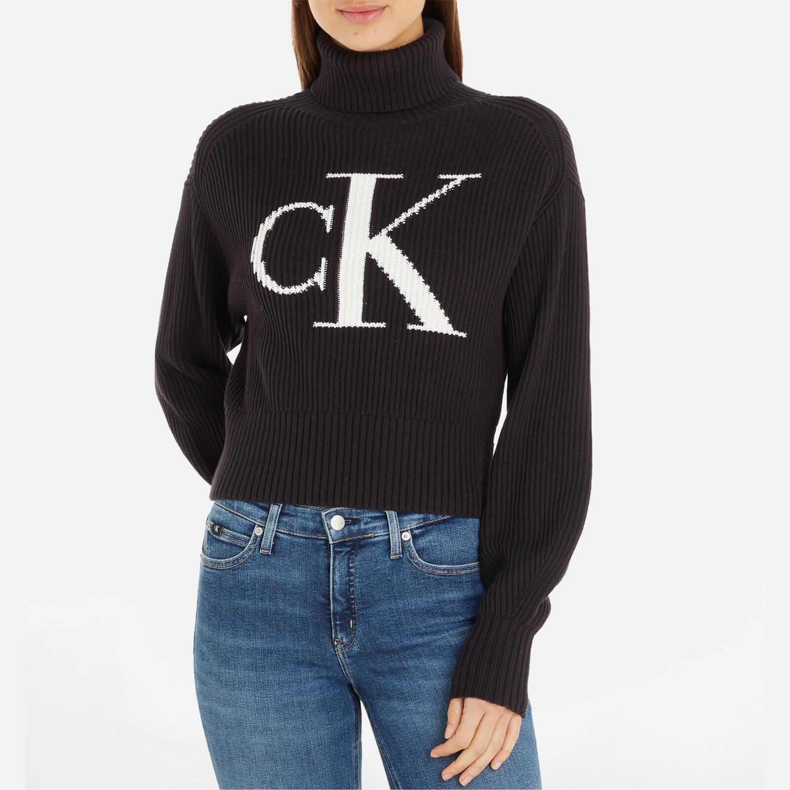 Calvin Klein Blown Up Ck Cotton Rib-knit Jumper in Black | Lyst