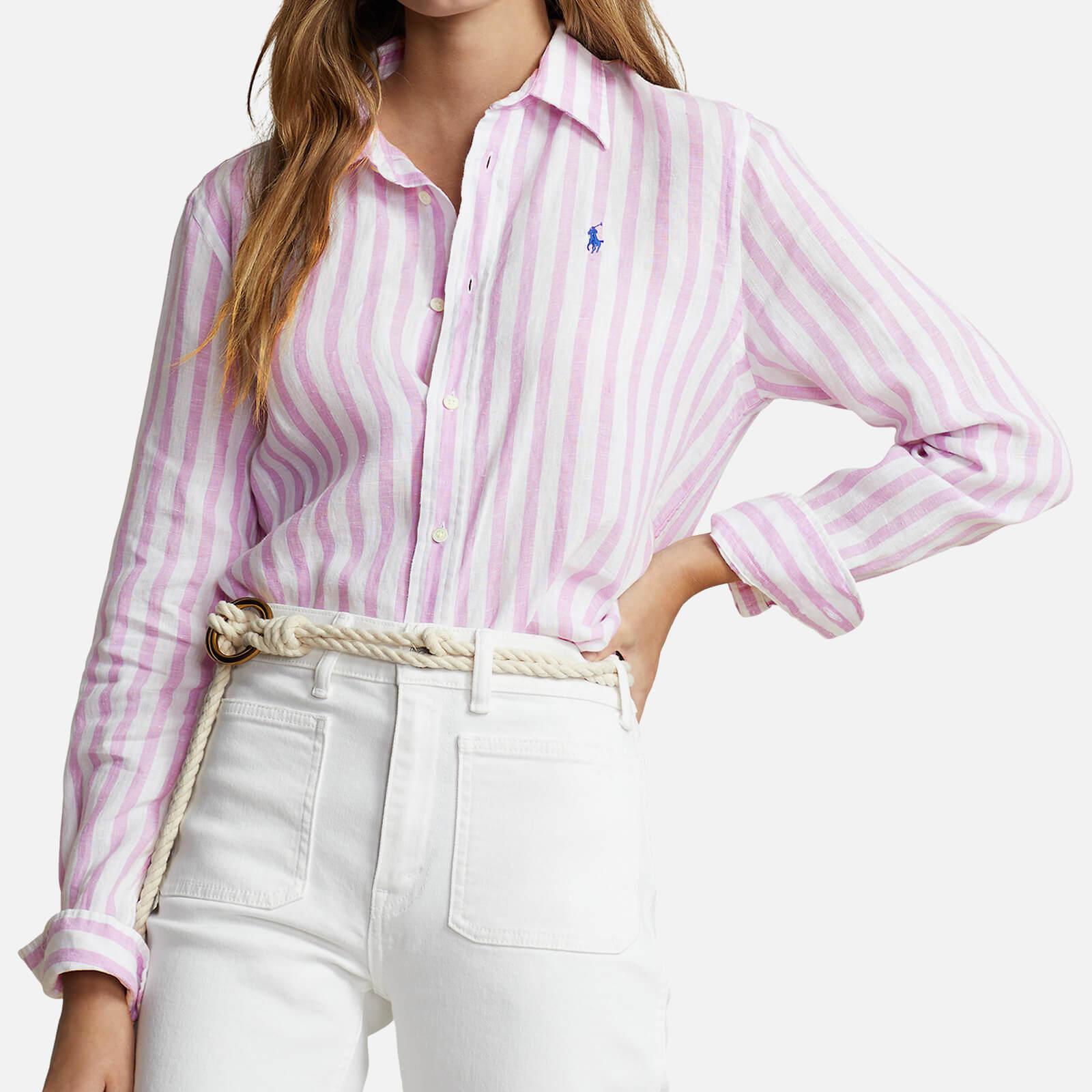 Polo Ralph Lauren Striped Linen Shirt in Purple | Lyst