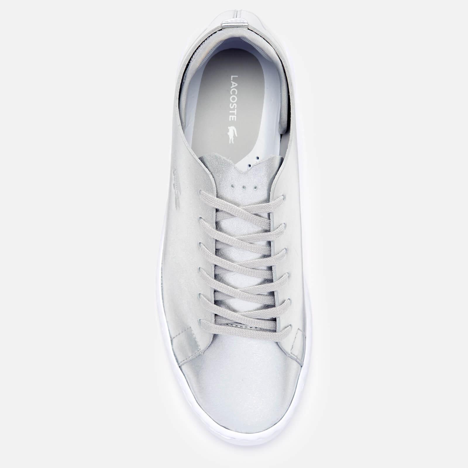 lacoste silver trainers