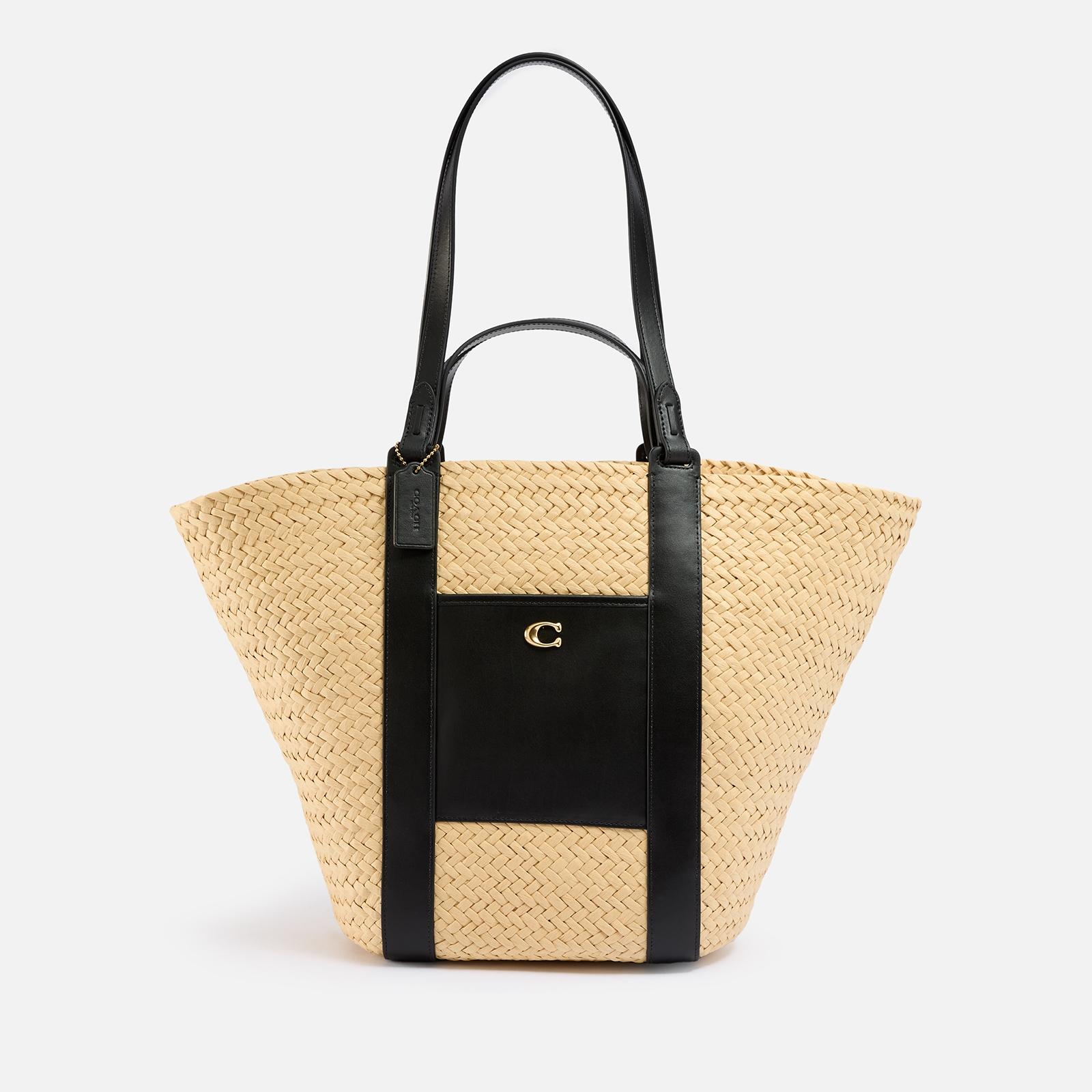 Coach straw bucket bag deals