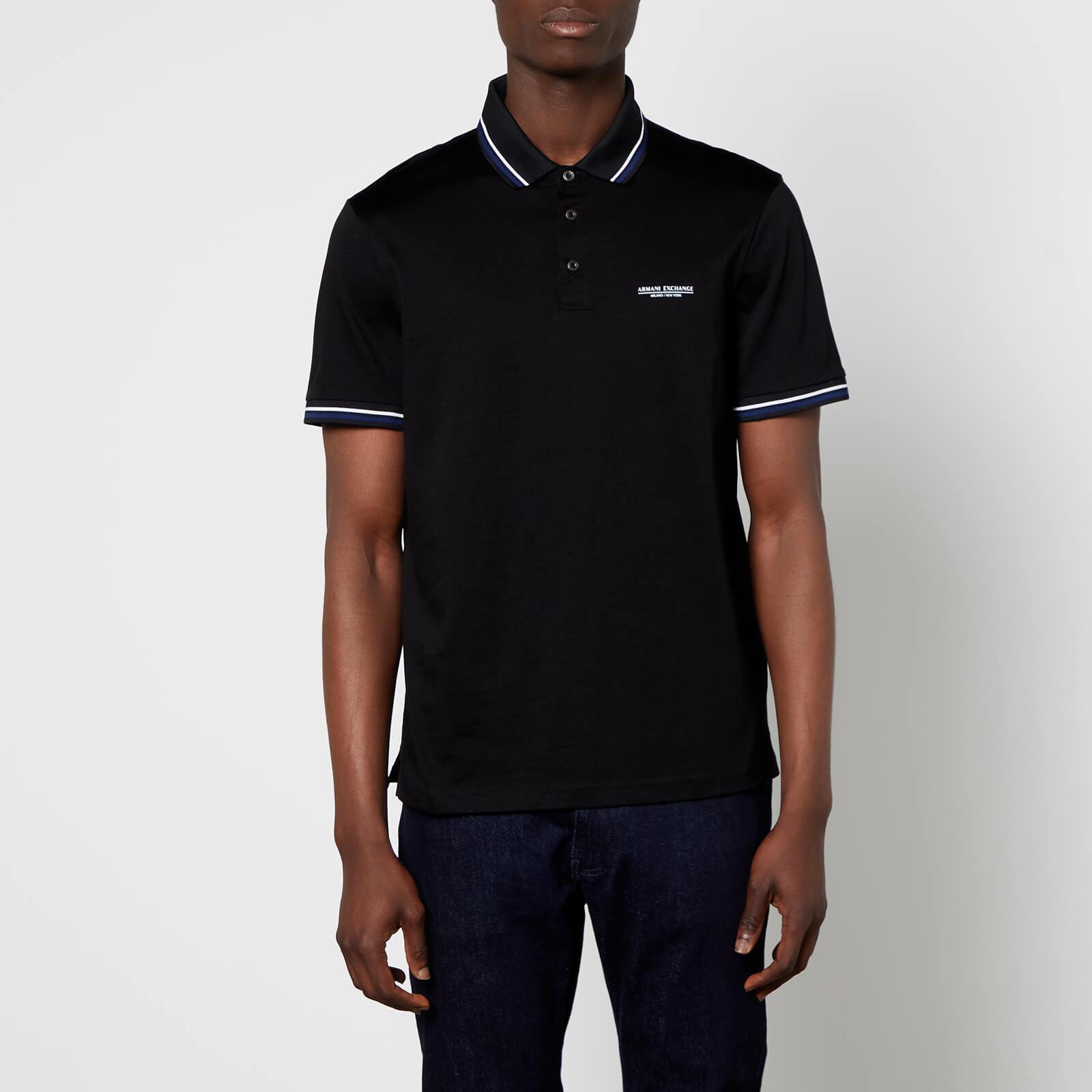 Armani Exchange Mercurized Cotton Polo Shirt in Black for Men | Lyst