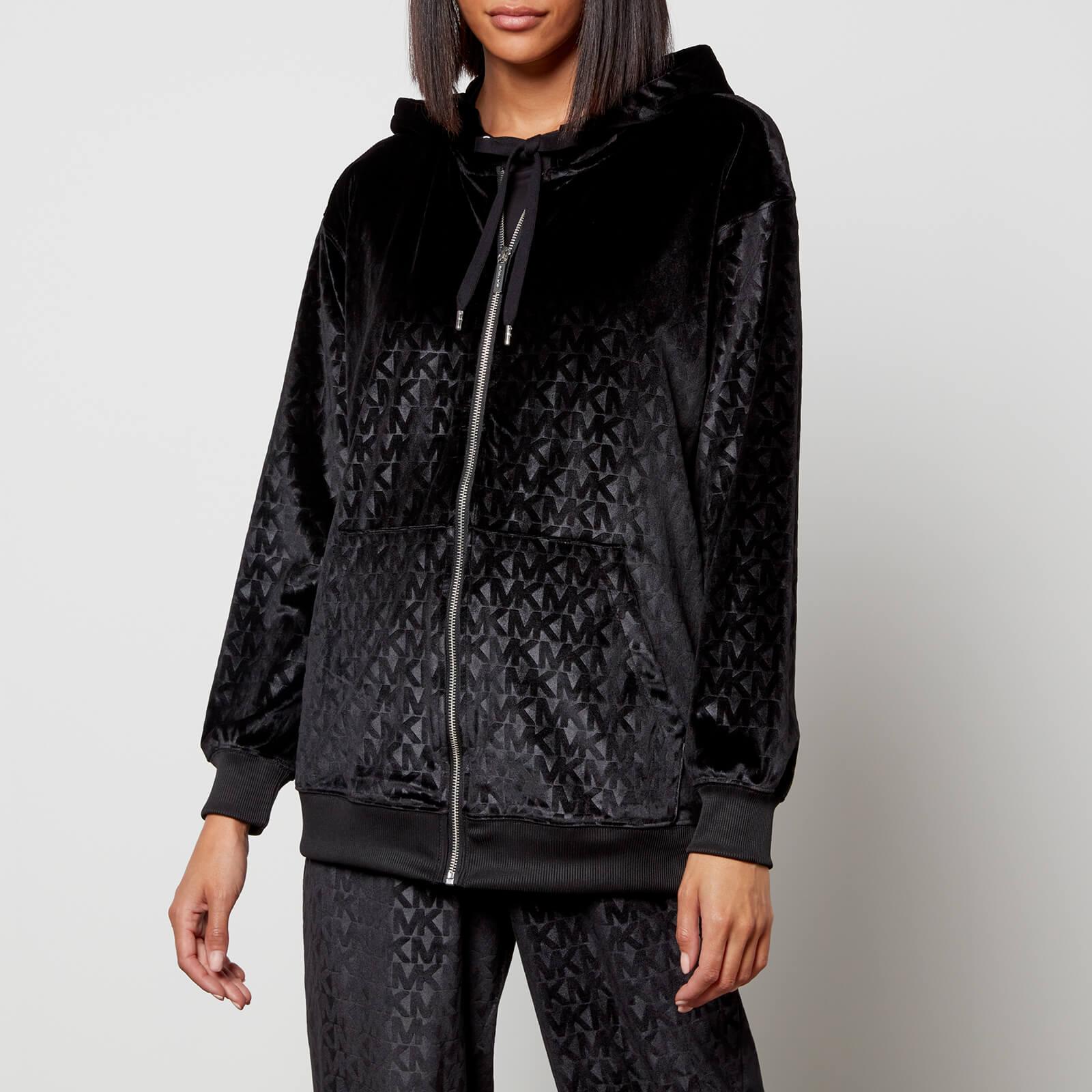 MICHAEL Michael Kors Logo Velour Classic Zip Hoodie in Black | Lyst UK