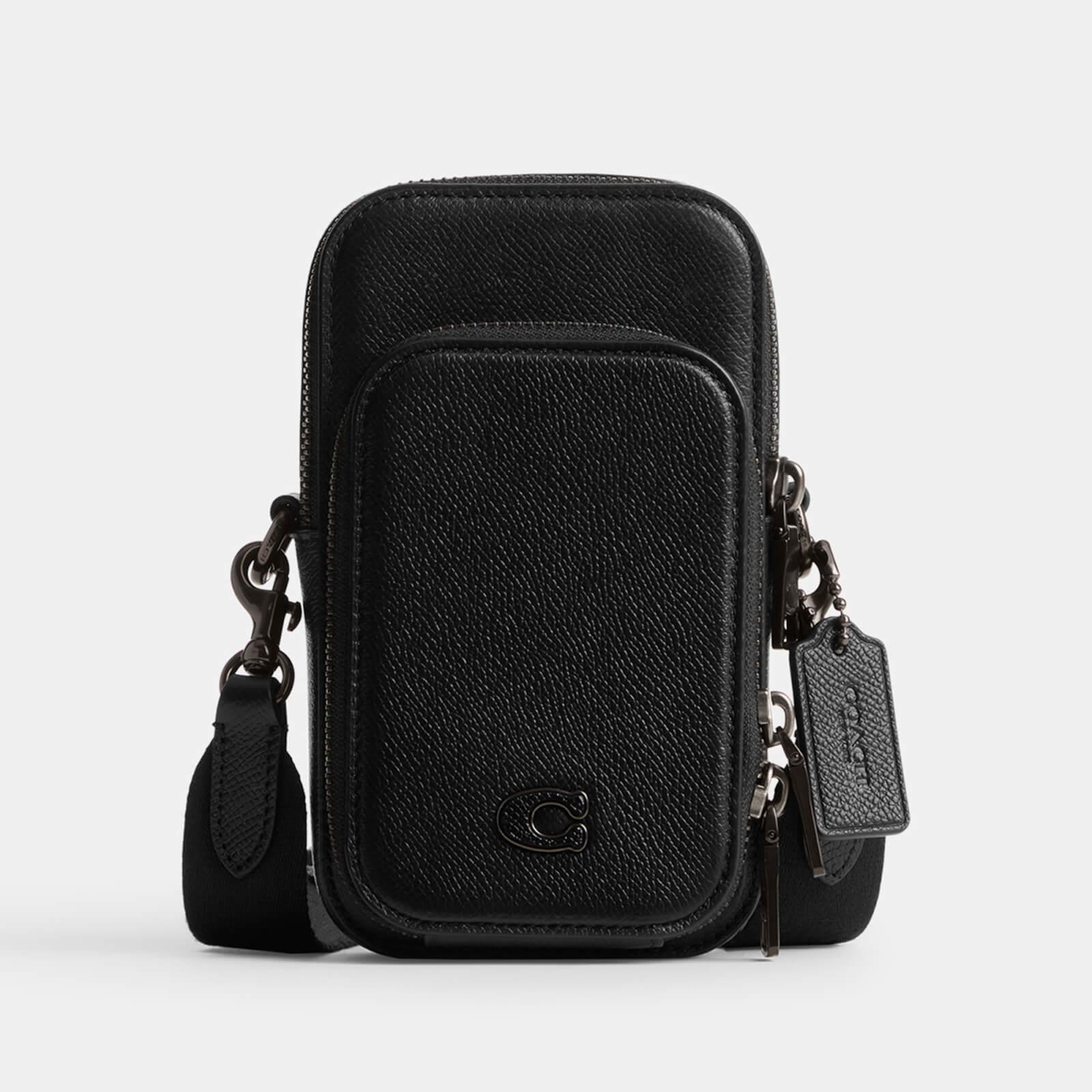 COACH Phone Crossgrain Leather And Canvas Bag in Black for Men Lyst