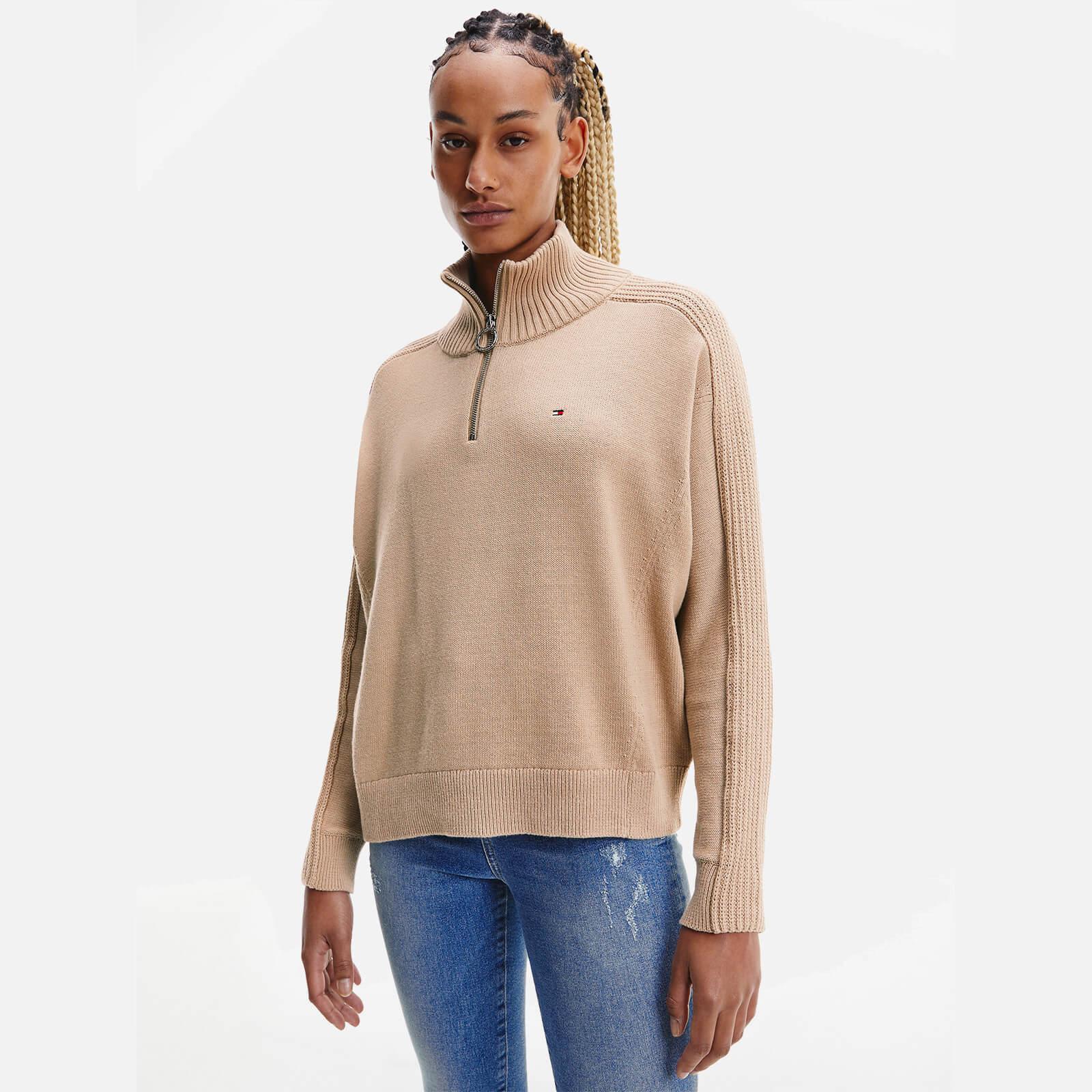 Tommy Hilfiger Zip-up High Sweater in Natural | Lyst