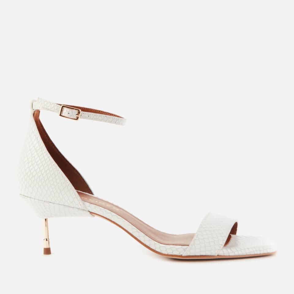 White mid cheap heel sandals
