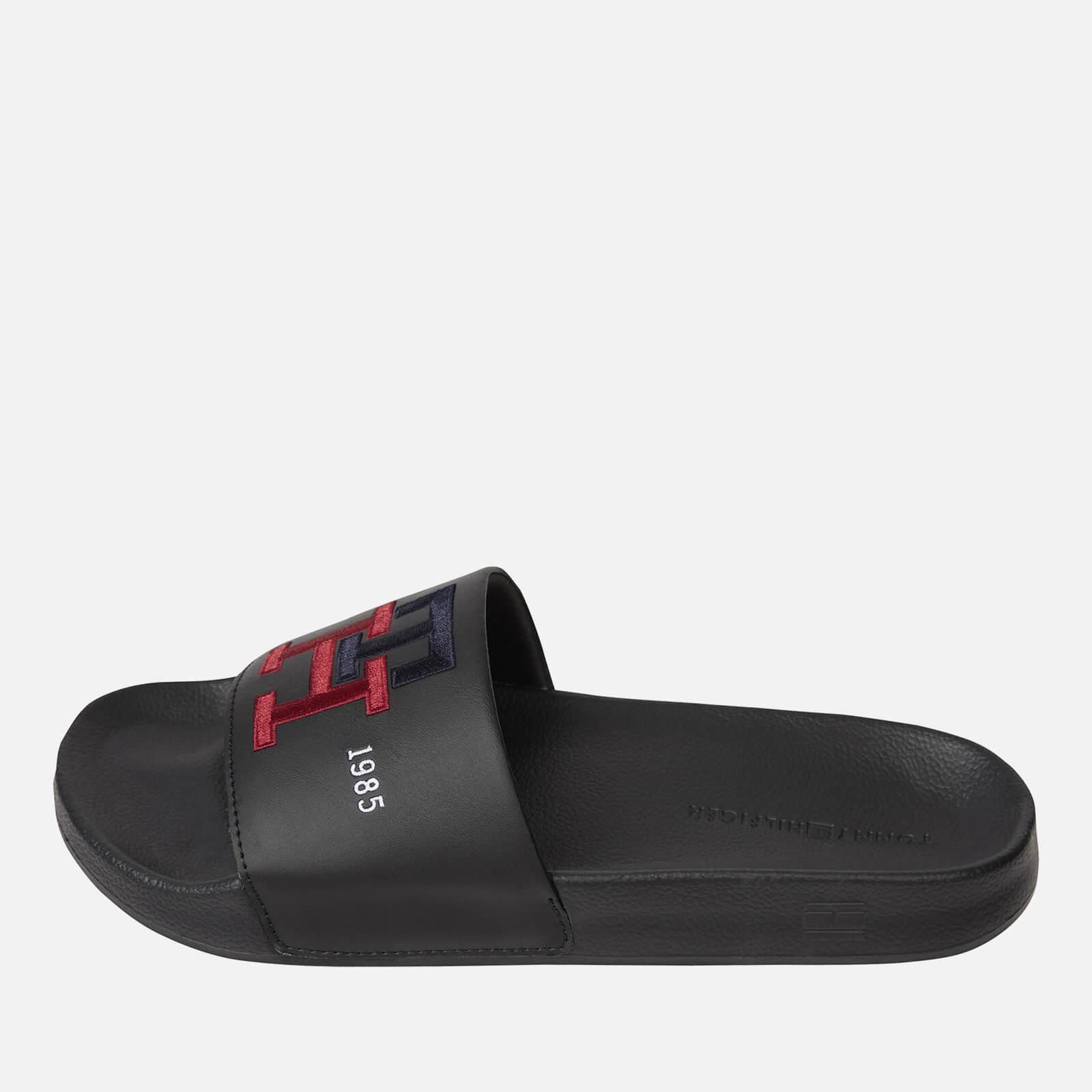 Tommy Hilfiger Th Embroidery Logo Pool Sliders in Black for Men Lyst