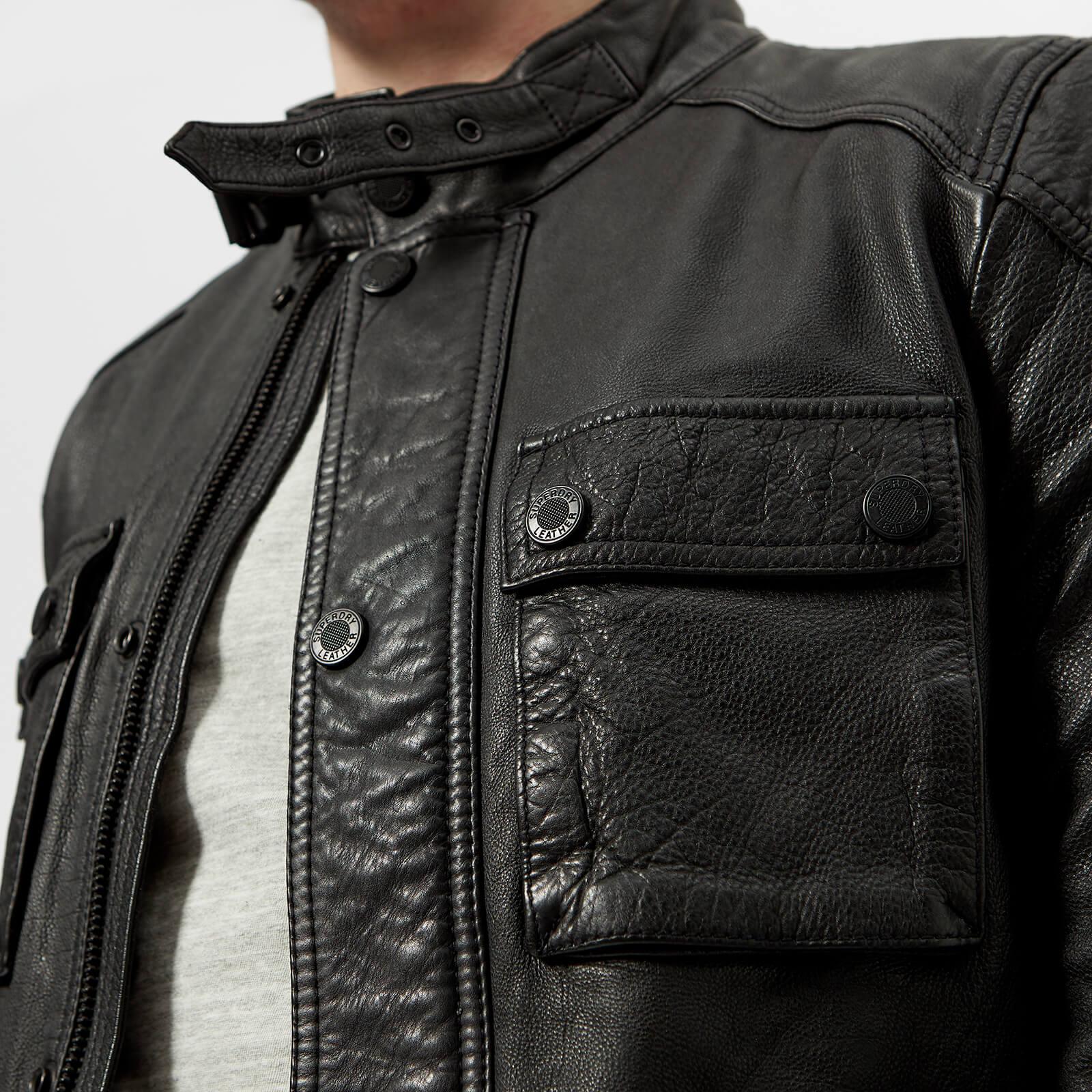 Superdry Leather Rotor Jacket in Black for Men | Lyst Canada