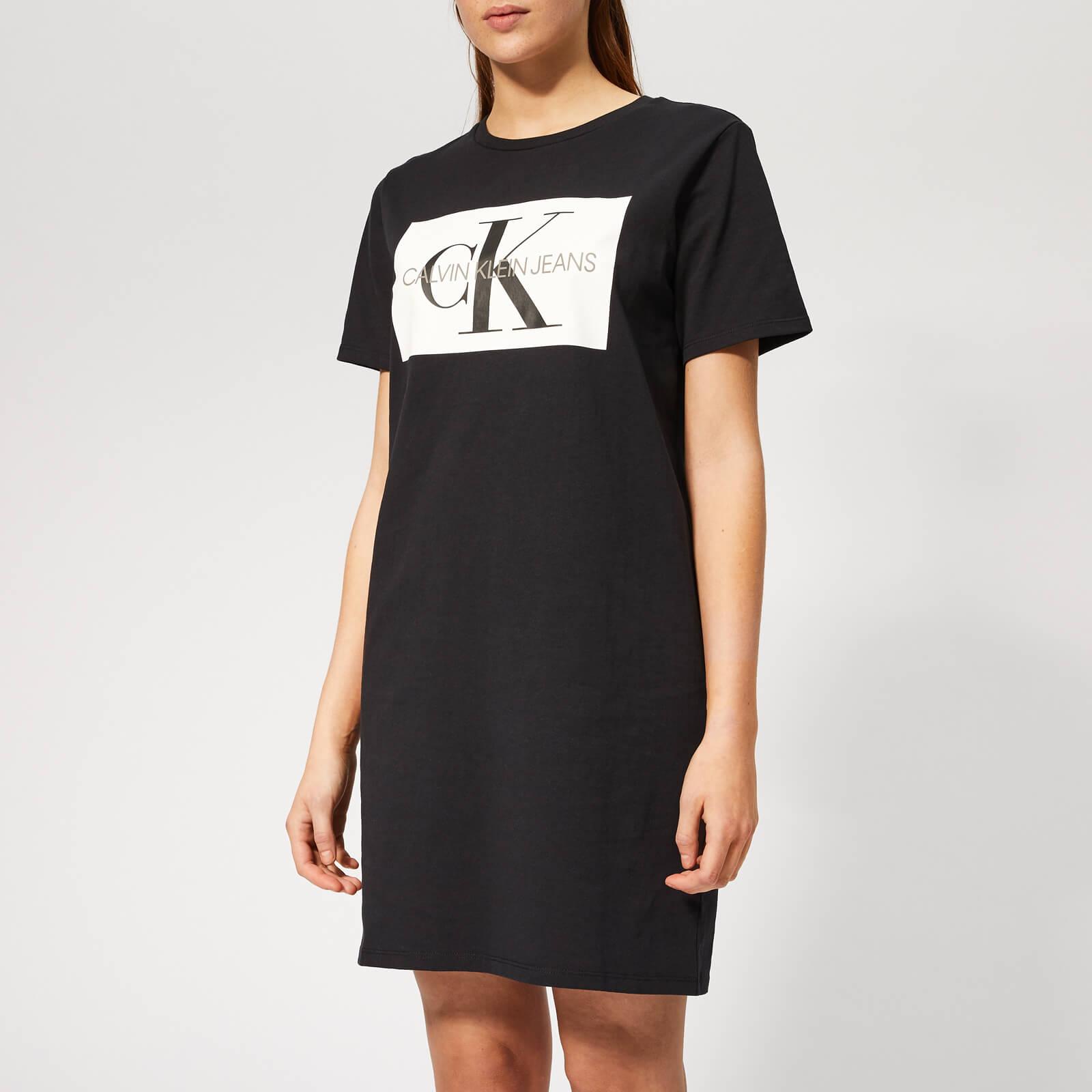 Calvin Klein Cotton Iconic Monogram Box T-shirt Dress in Black - Lyst