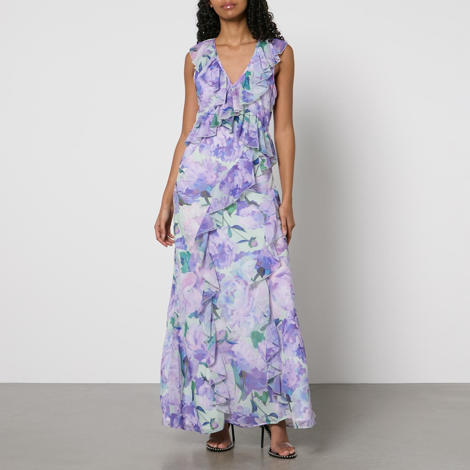 Hope Ivy Breslin Floral Print Chiffon Frill Maxi Dress in Blue Lyst