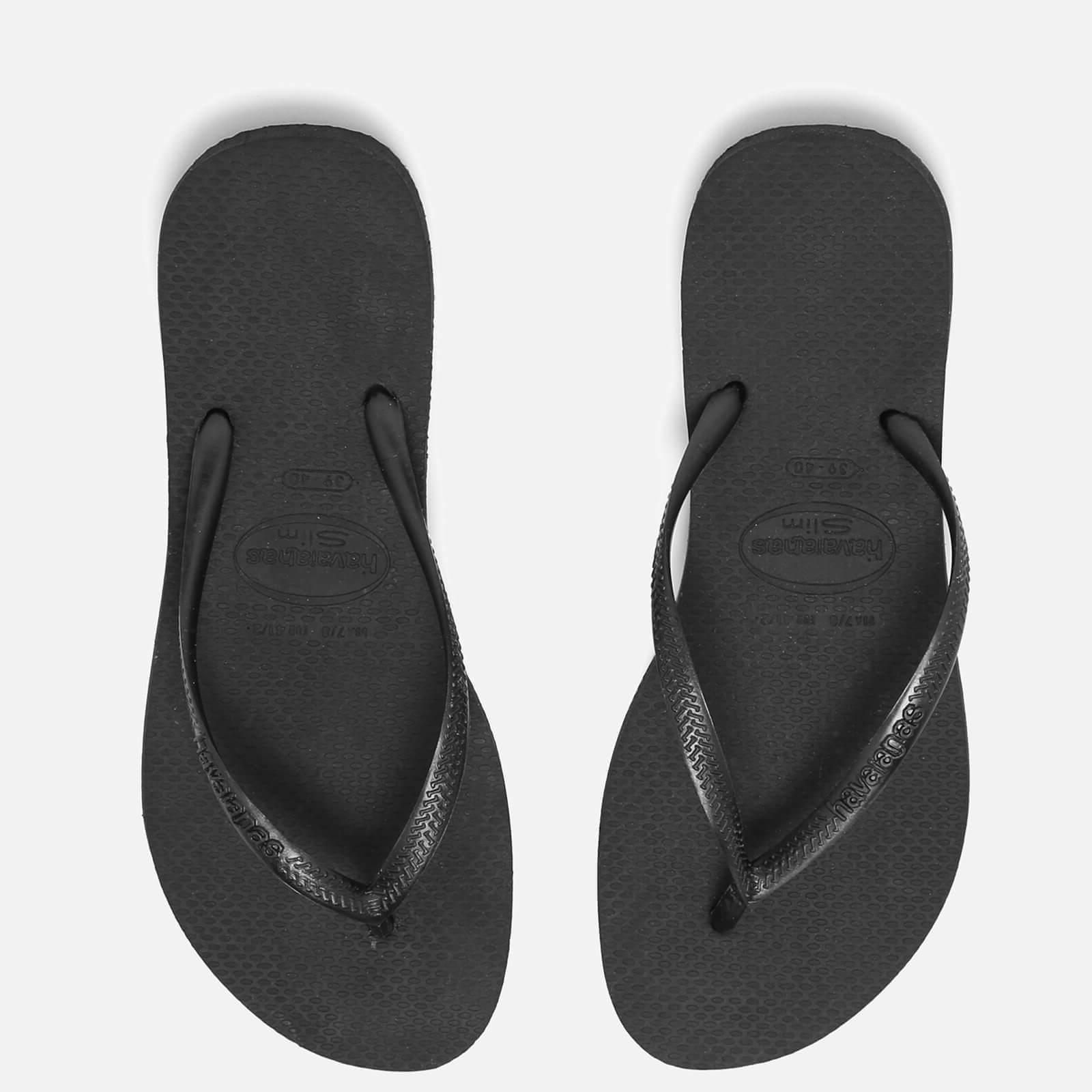 havaianas black slim flip flops