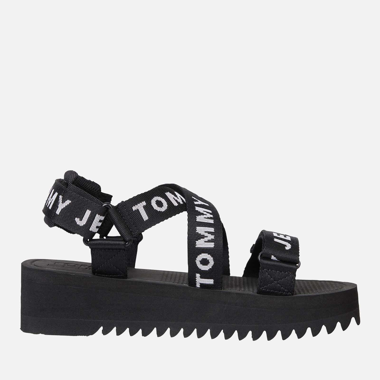 Tommy Hilfiger Motif Logo Chunky Sandals in Black | Lyst
