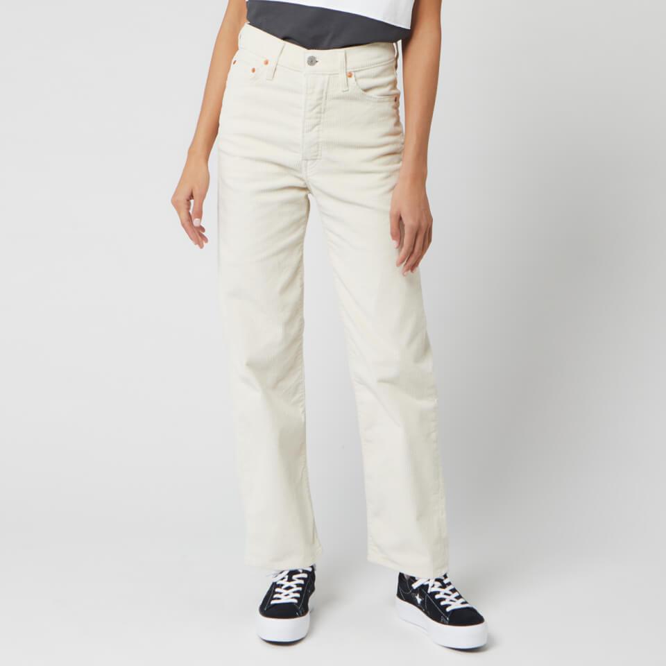 Levi's Denim Ribcage Straight Ankle Corduroy Jeans in White - Lyst