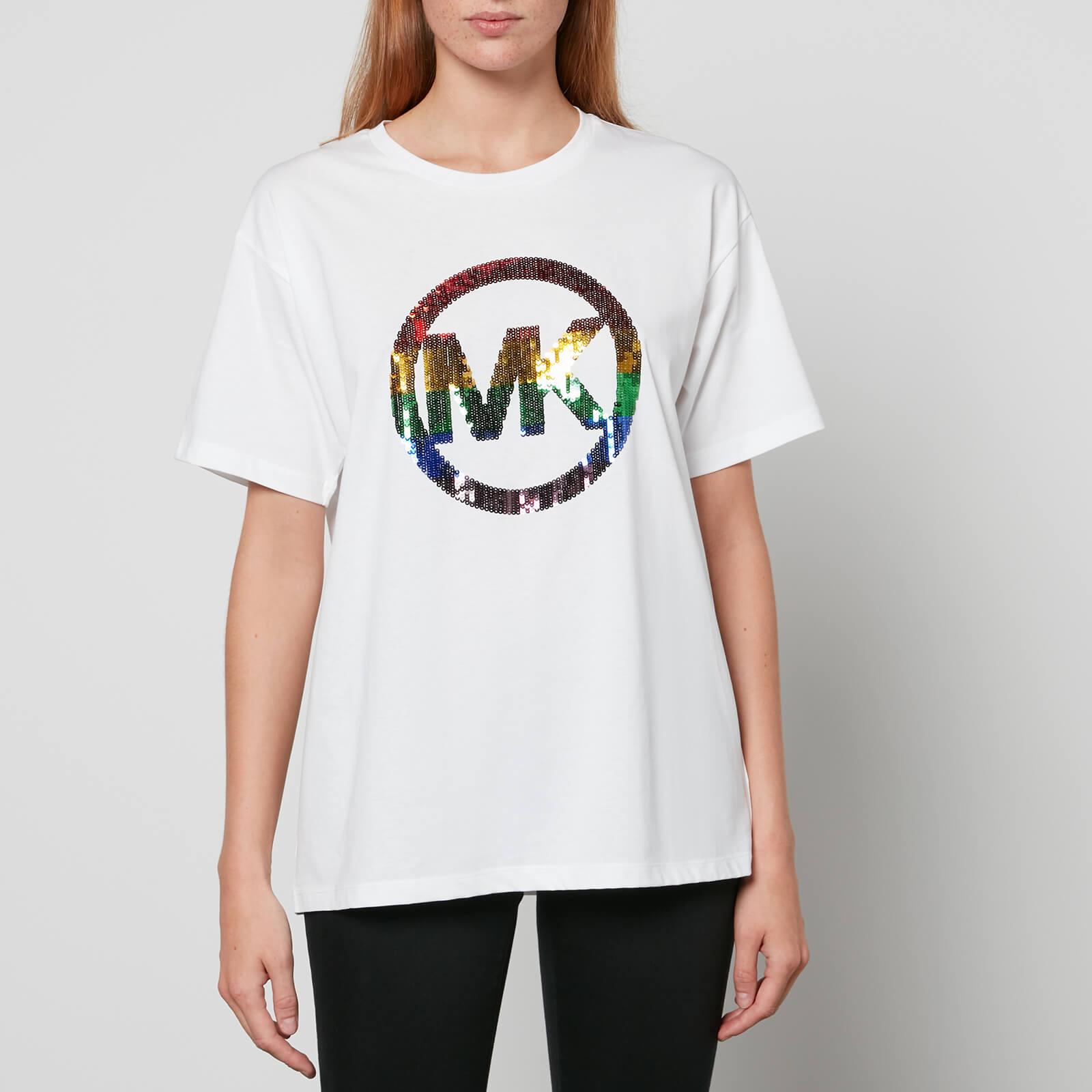 MICHAEL Michael Kors Pride Sequin Rainbow Bf T shirt in White Lyst