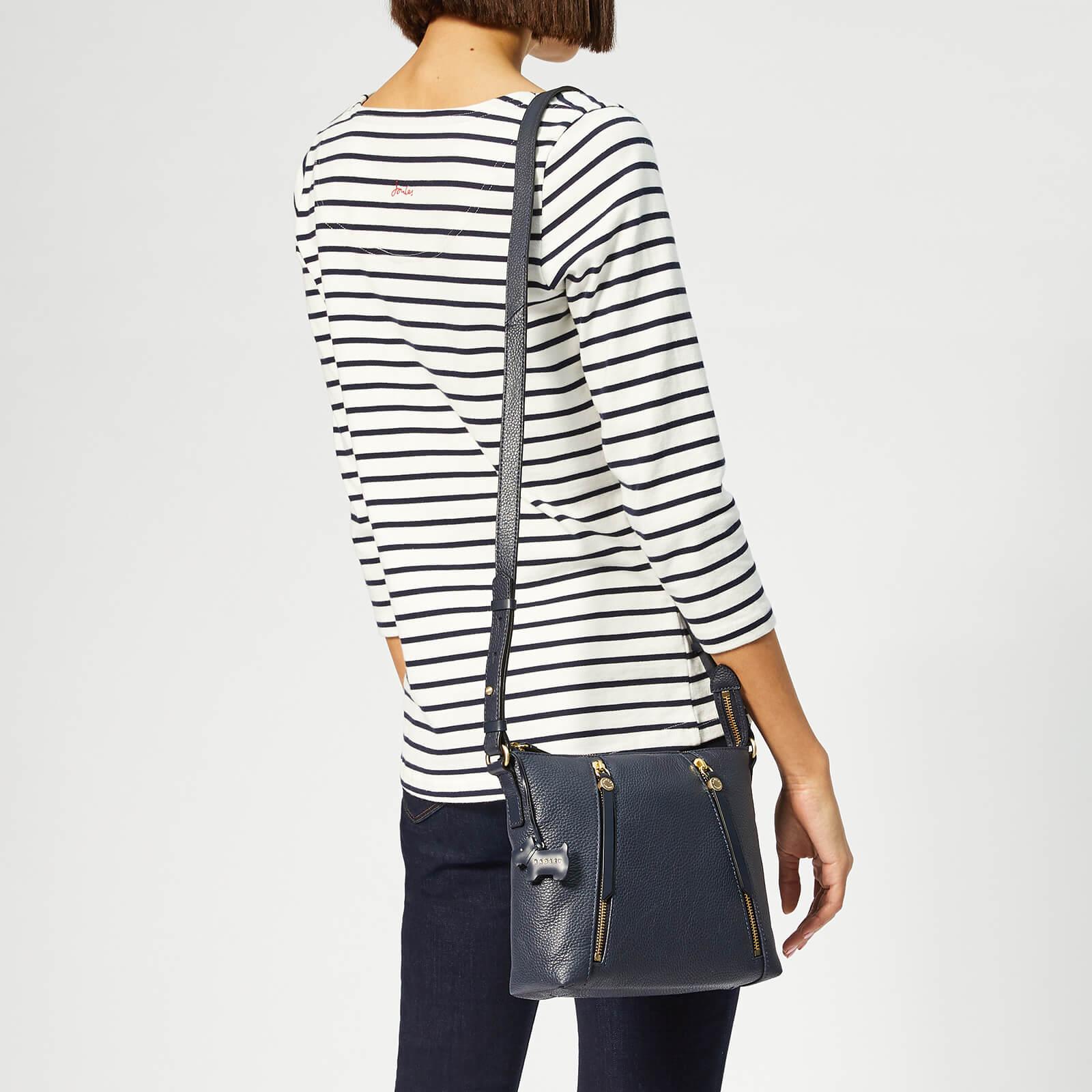 Radley Leather Fountain Road Medium Cross Body Zip Top Bag in Navy