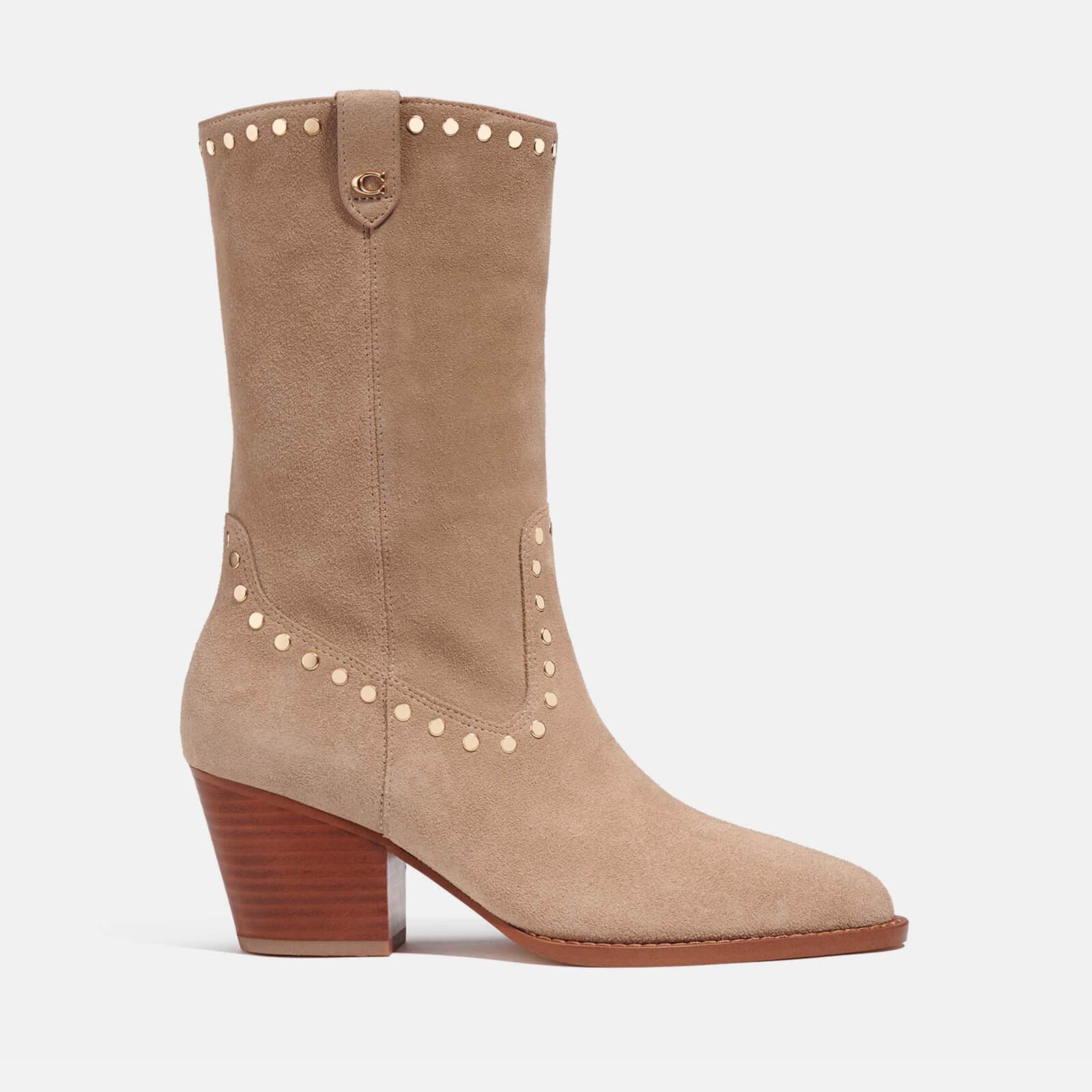 COACH Phoebe Suede Western Boots in Brown Lyst