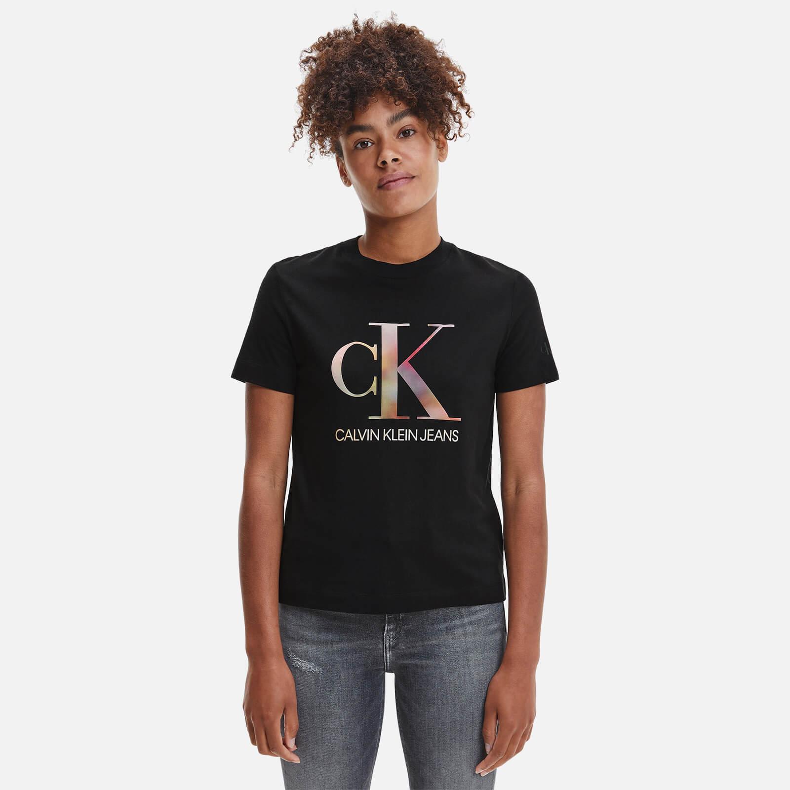 Calvin Klein Organic Cotton Satin Bonded Blurred Ck T-shirt in Black - Lyst