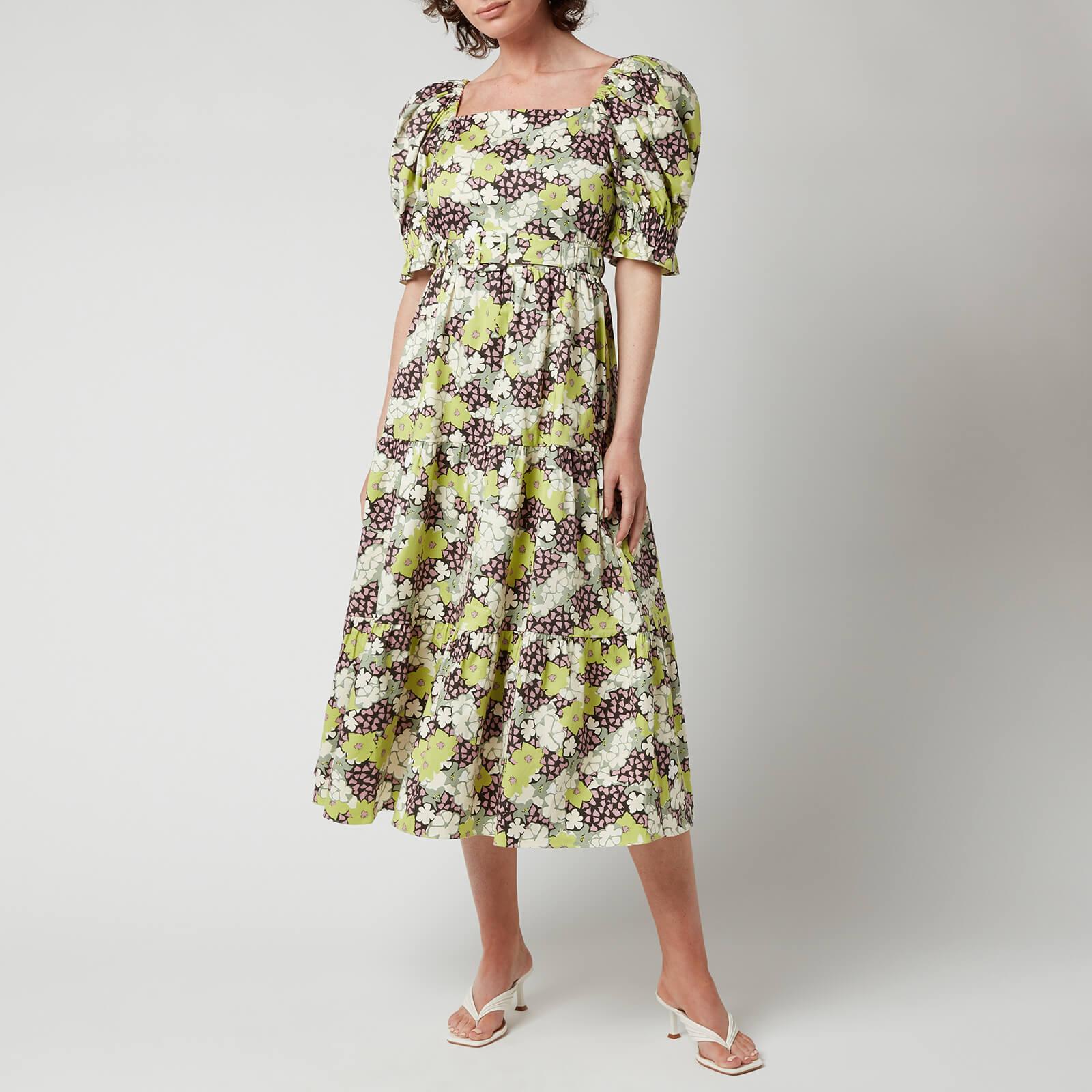 Ted Baker Maysiie Puff Sleeve Tiered Midi Dress in Green | Lyst