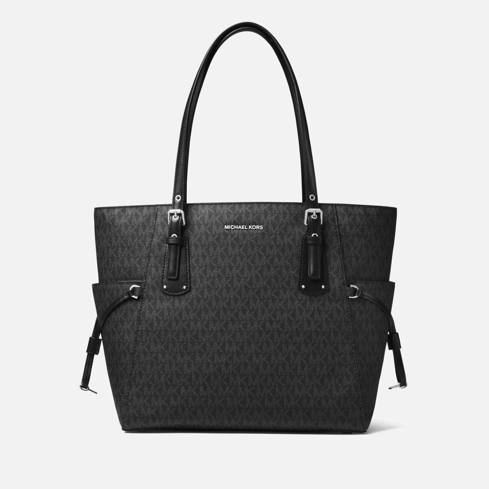 Michael Kors Womens Voyager East/West Tote Black One Size Embossed Patent  Leather 
