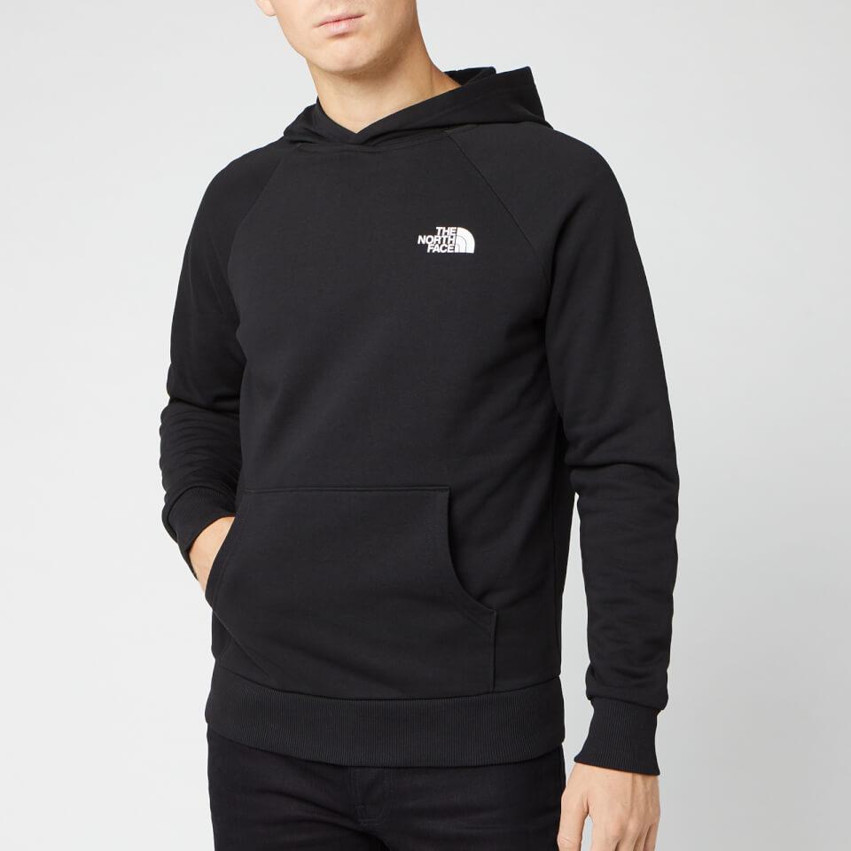 the north face raglan red box hoodie in black