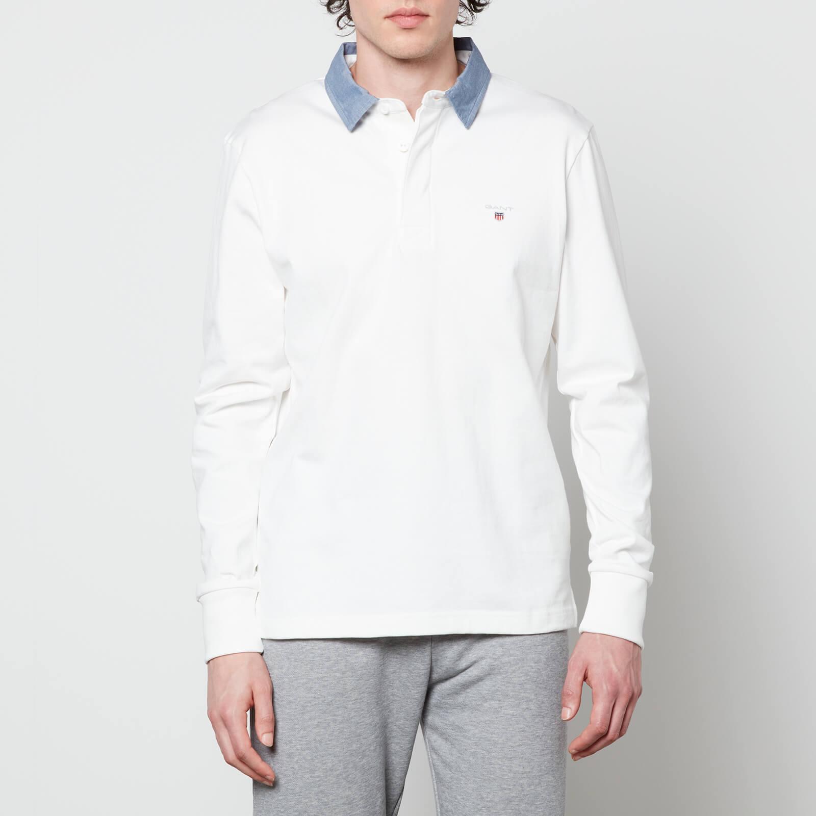 GANT Original Barstripe Heavy Rugger Long Sleeve Polo Shirt in White