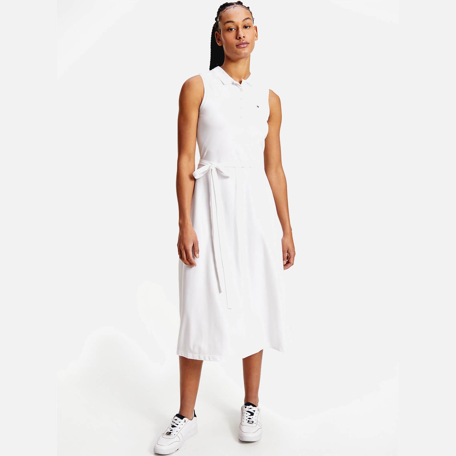 Tommy Hilfiger Flare Midi Polo Dress in White | Lyst UK