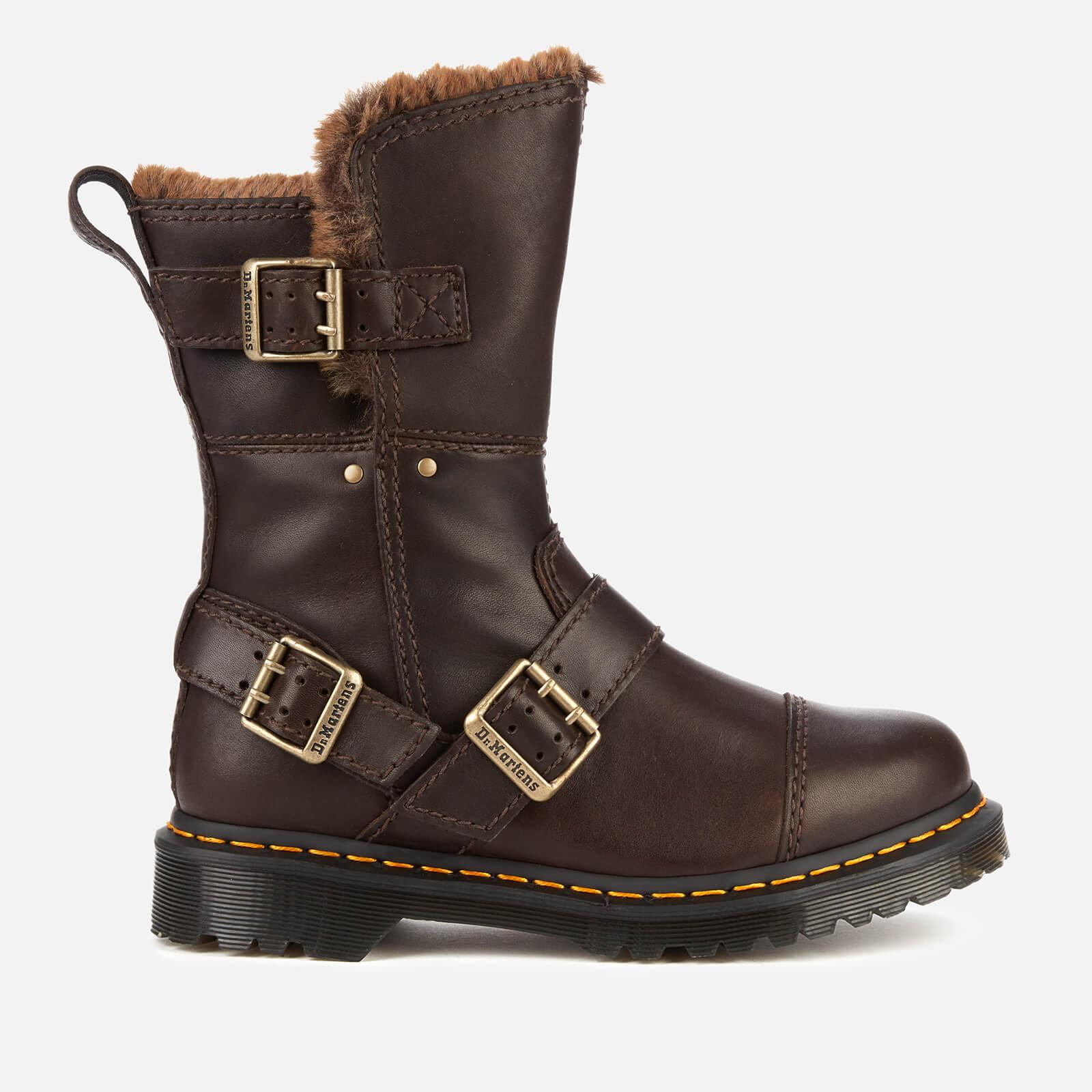 Dr. Martens Kristy Mid Leather Biker Boots in Brown - Lyst
