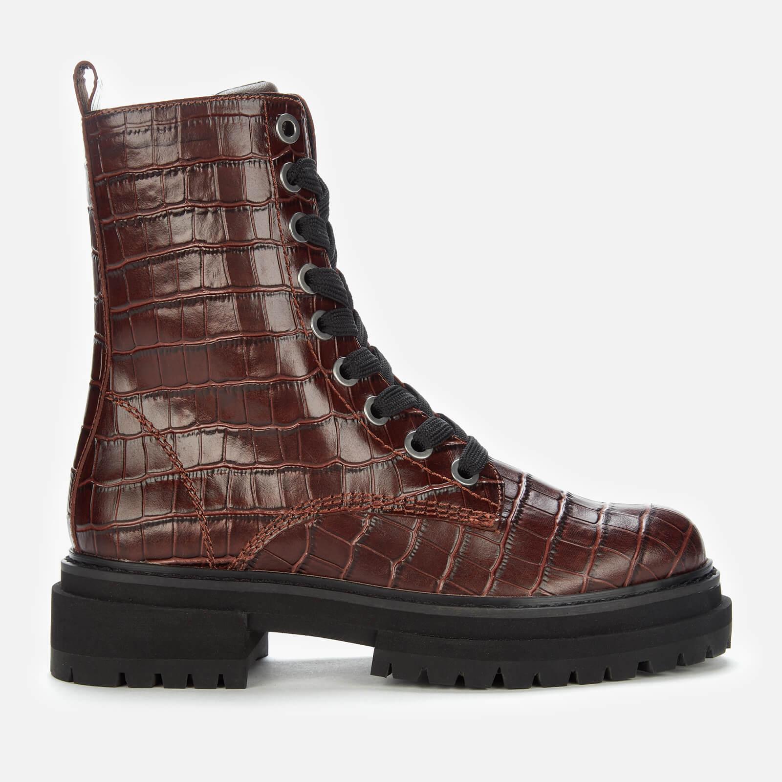 croc print combat boots