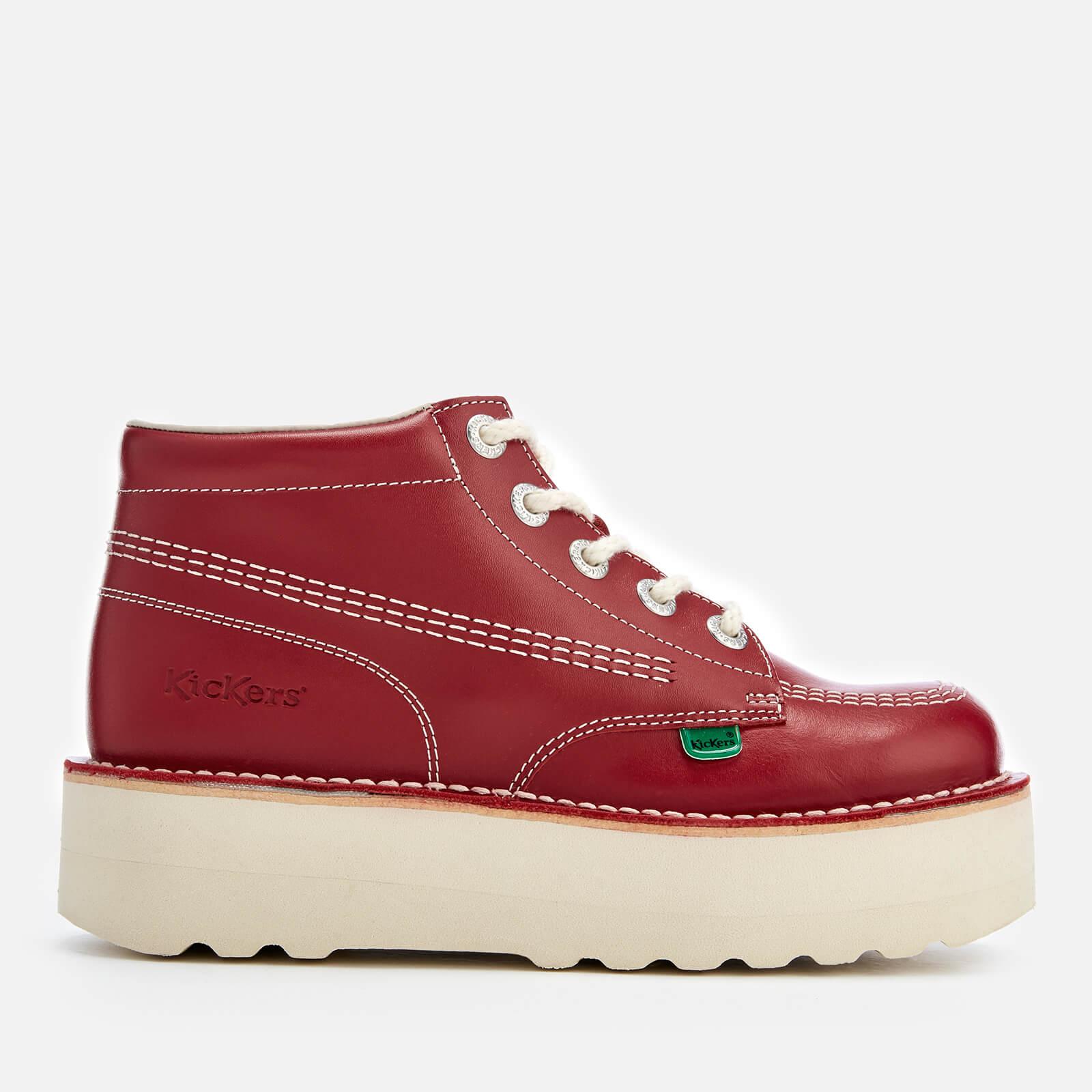 Kickers Hi Stack Red Leather Boots - Lyst
